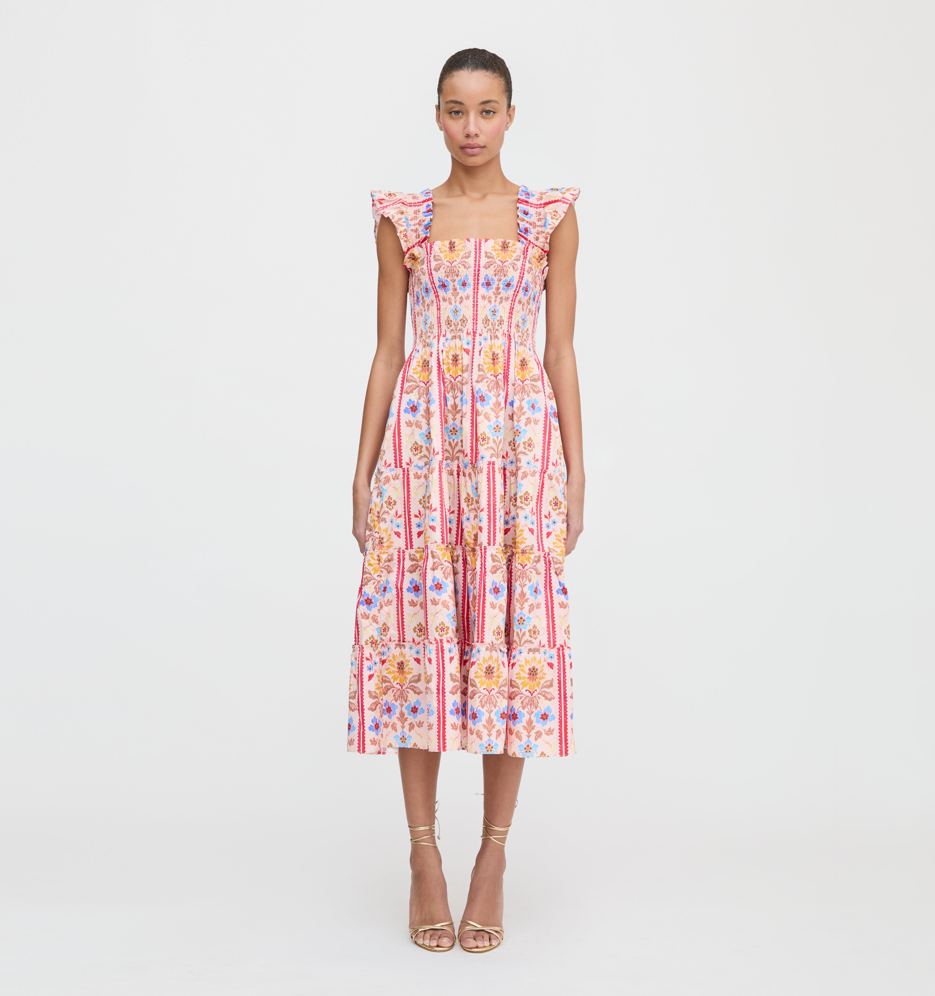 The Ellie Nap Dress - Pink Floral Block Stripe