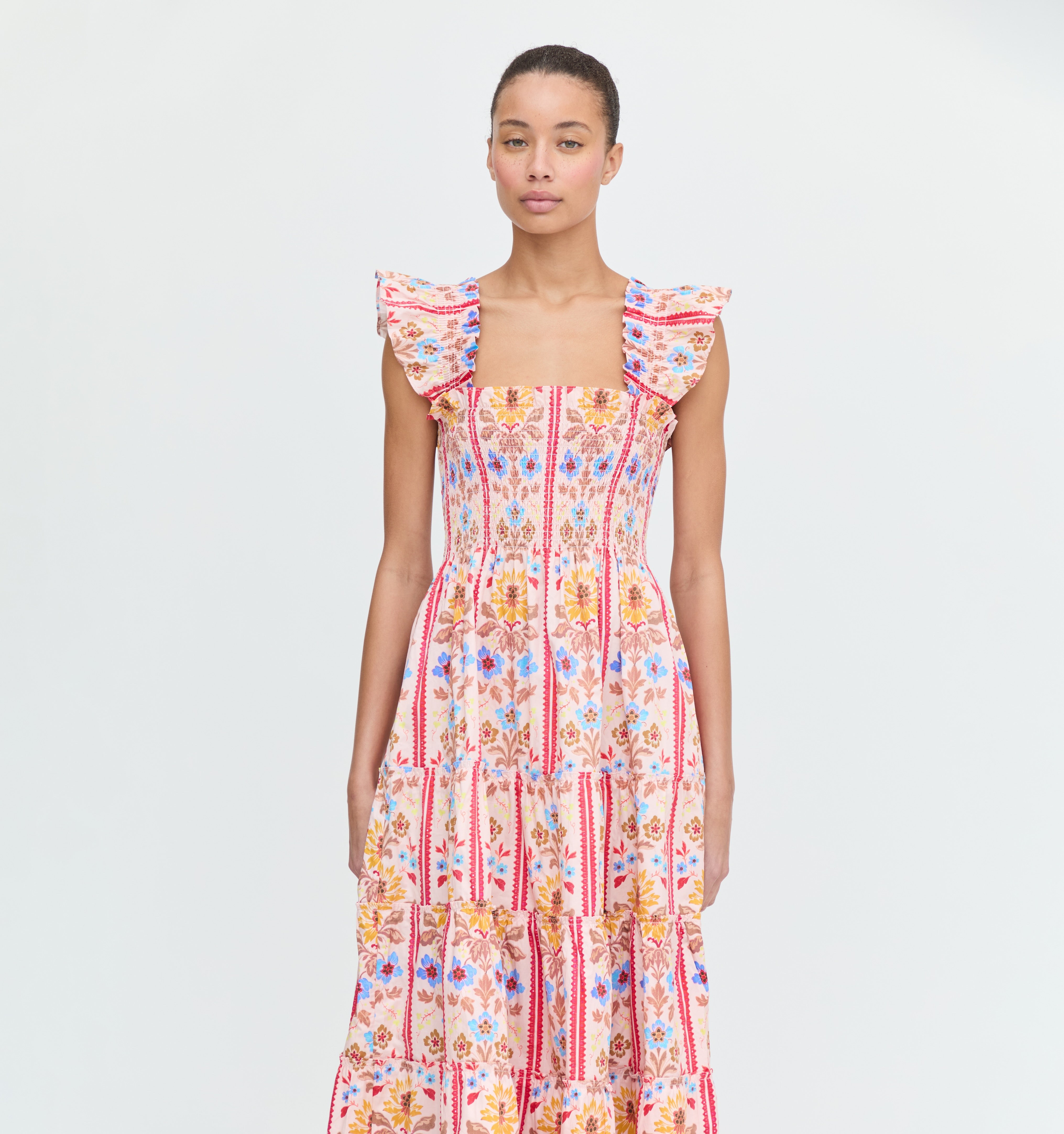 The Ellie Nap Dress - Pink Floral Block Stripe