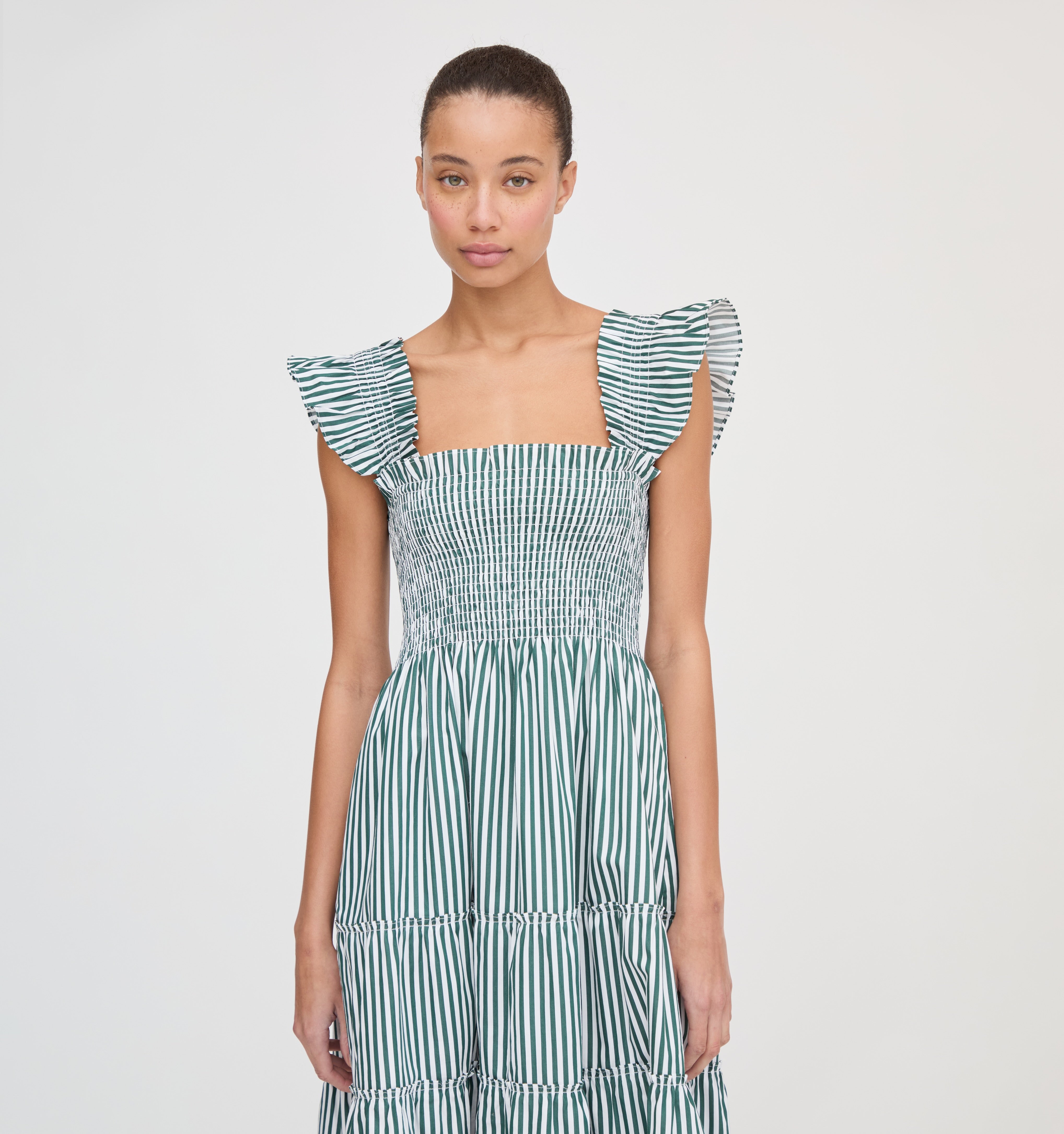 The Ellie Nap Dress - Green Stripe