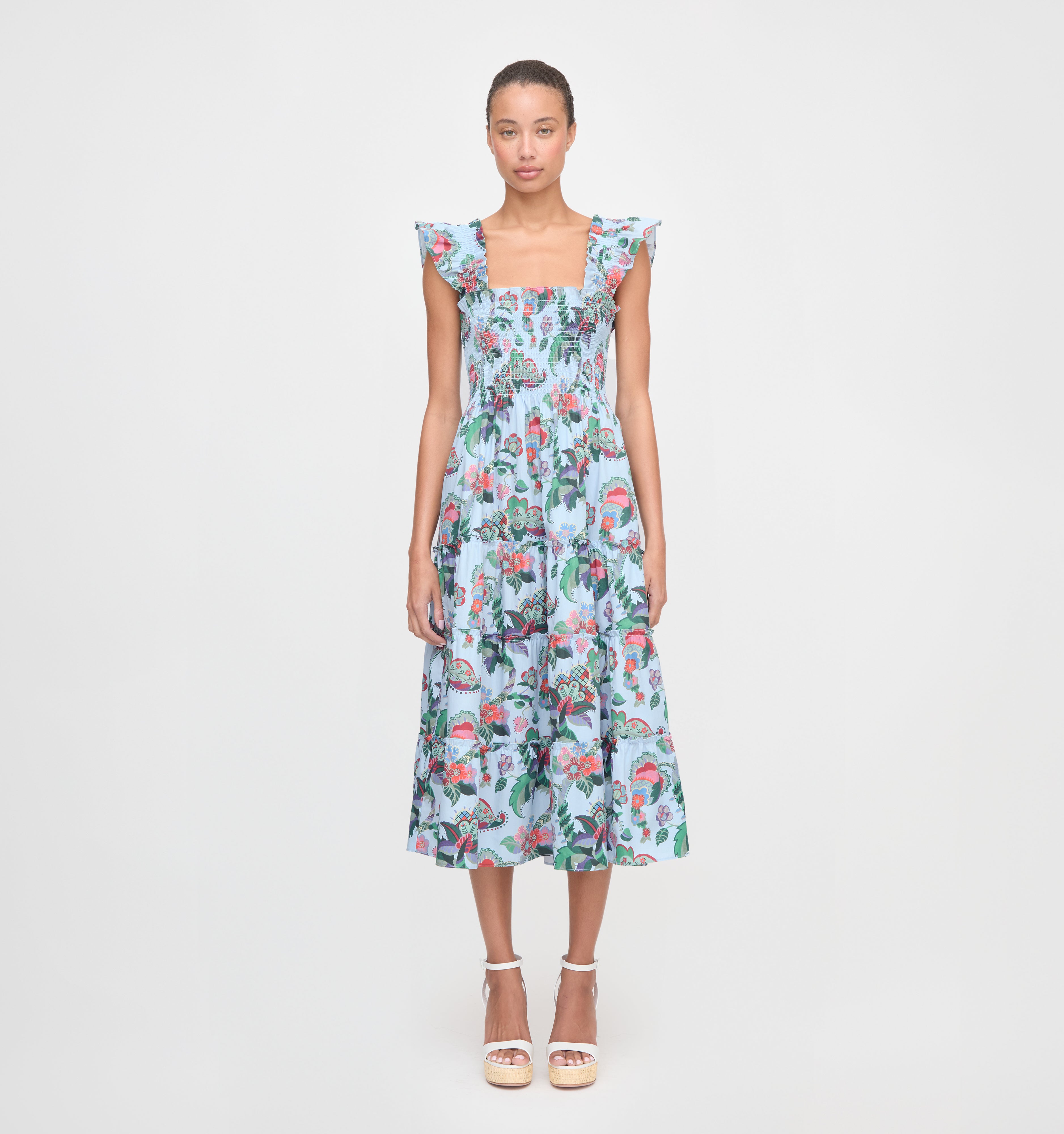 The Ellie Nap Dress - Light Blue Jungle Floral
