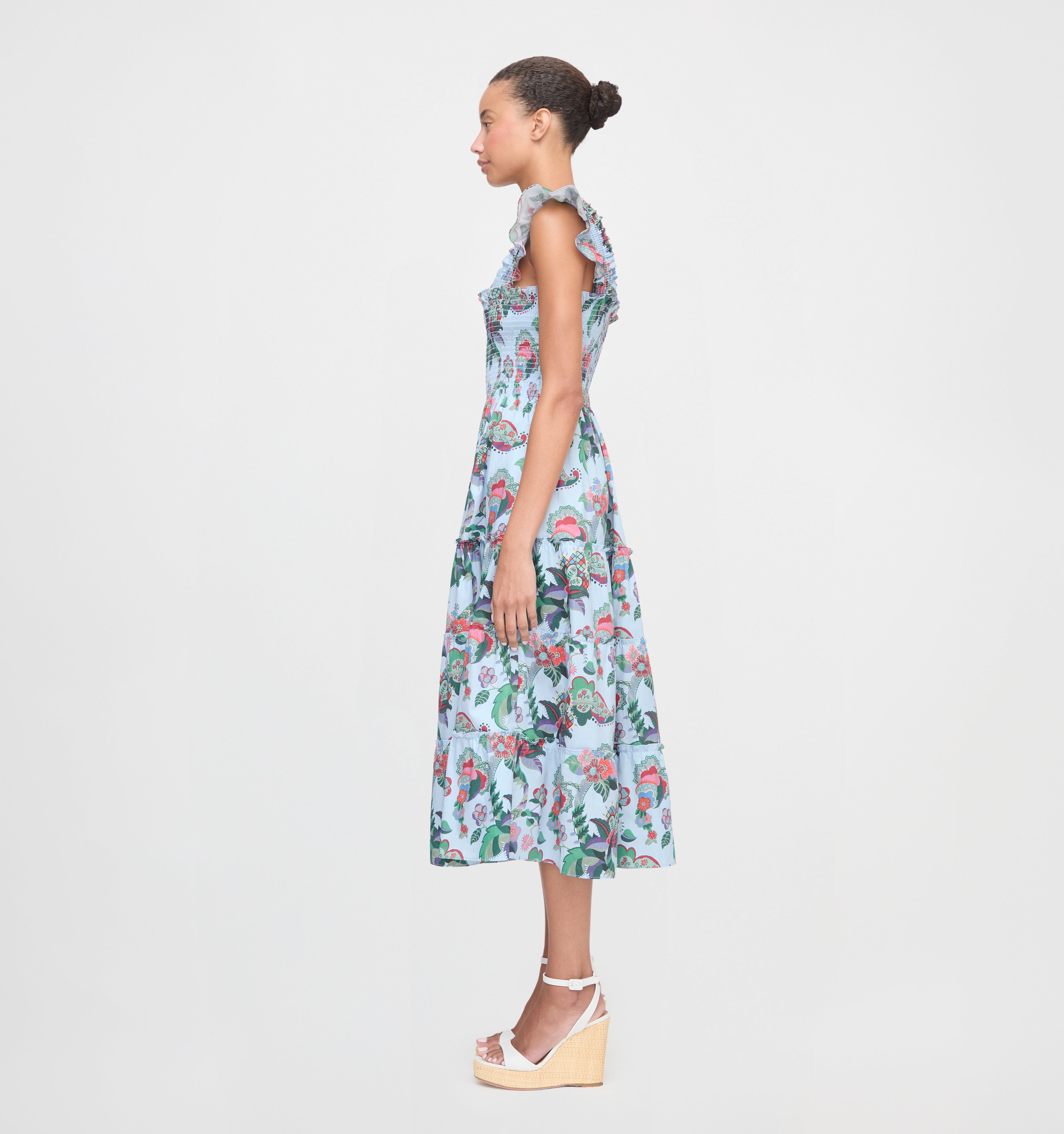The Ellie Nap Dress - Light Blue Jungle Floral