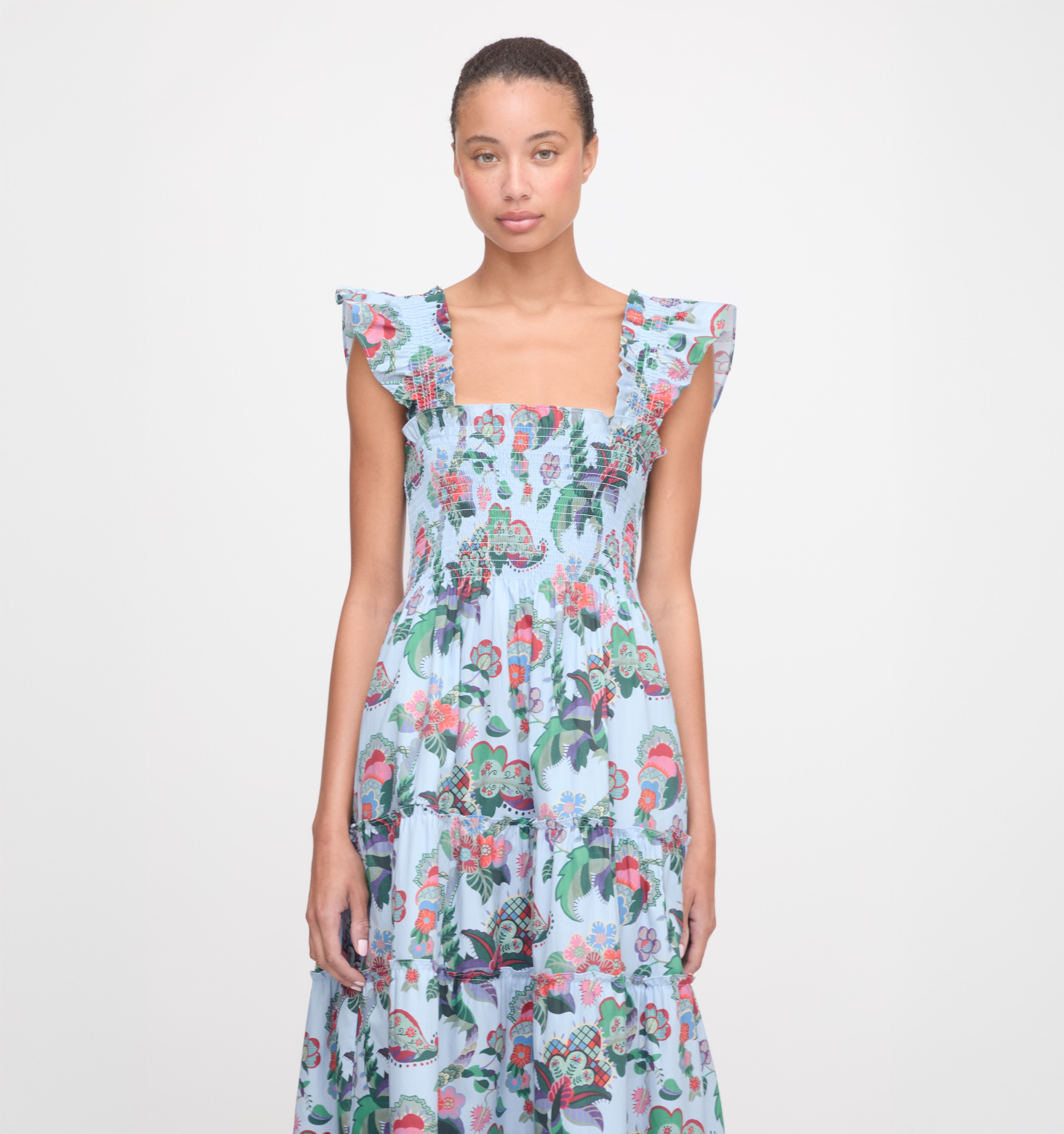 The Ellie Nap Dress - Light Blue Jungle Floral