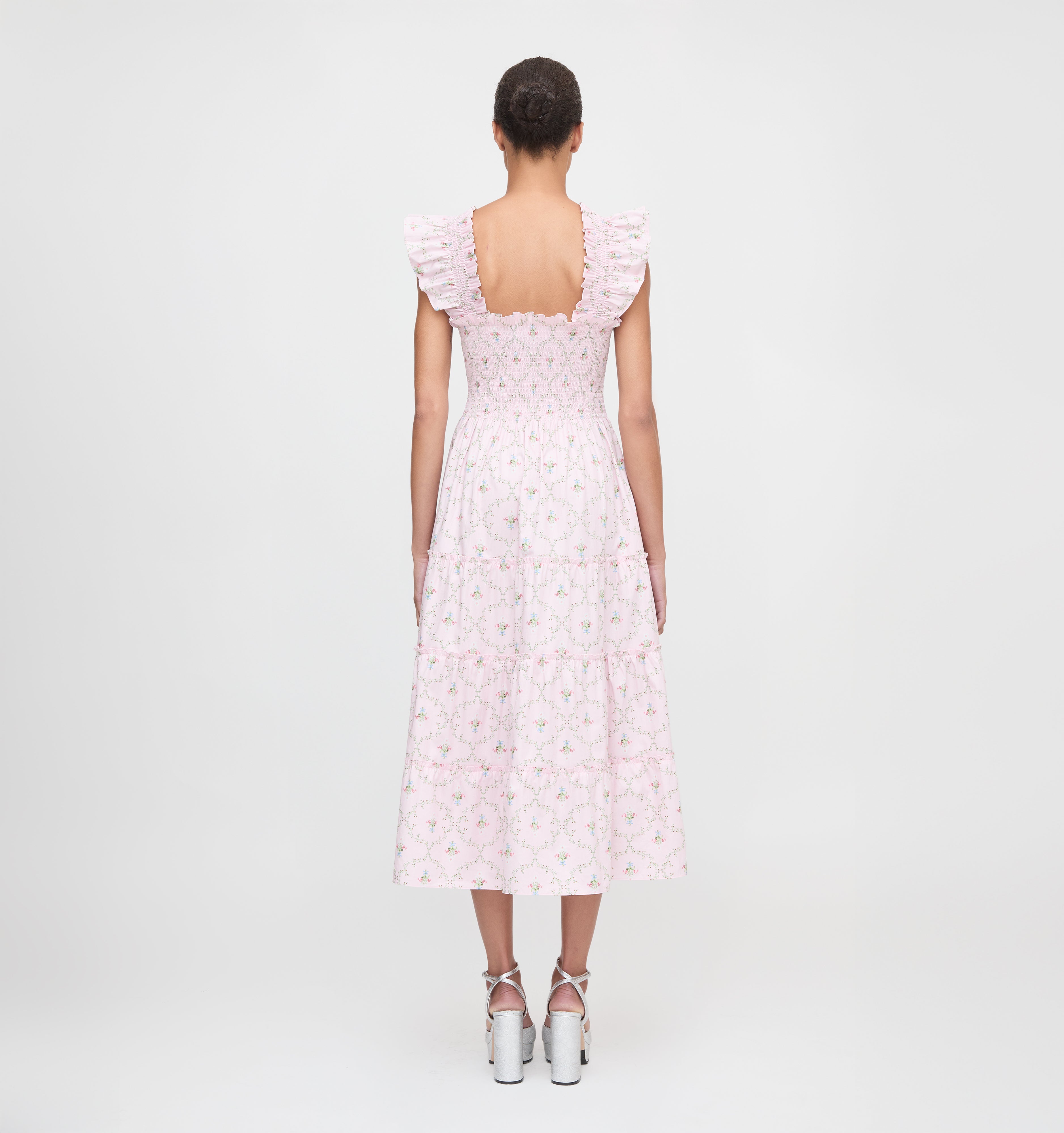 The Ellie Nap Dress - Light Pink Trellis