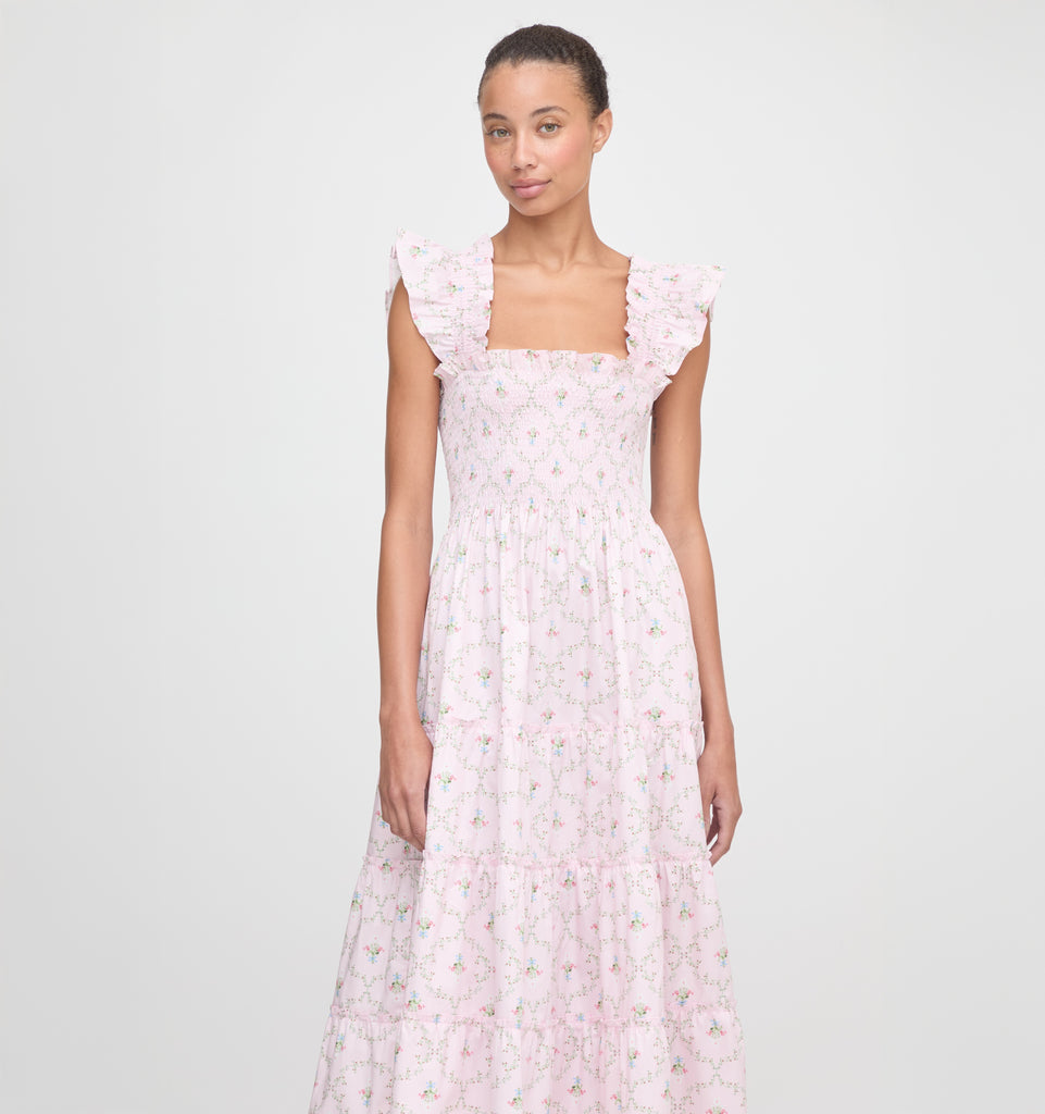 The Ellie Nap Dress - Light Pink Trellis – Hill House Home