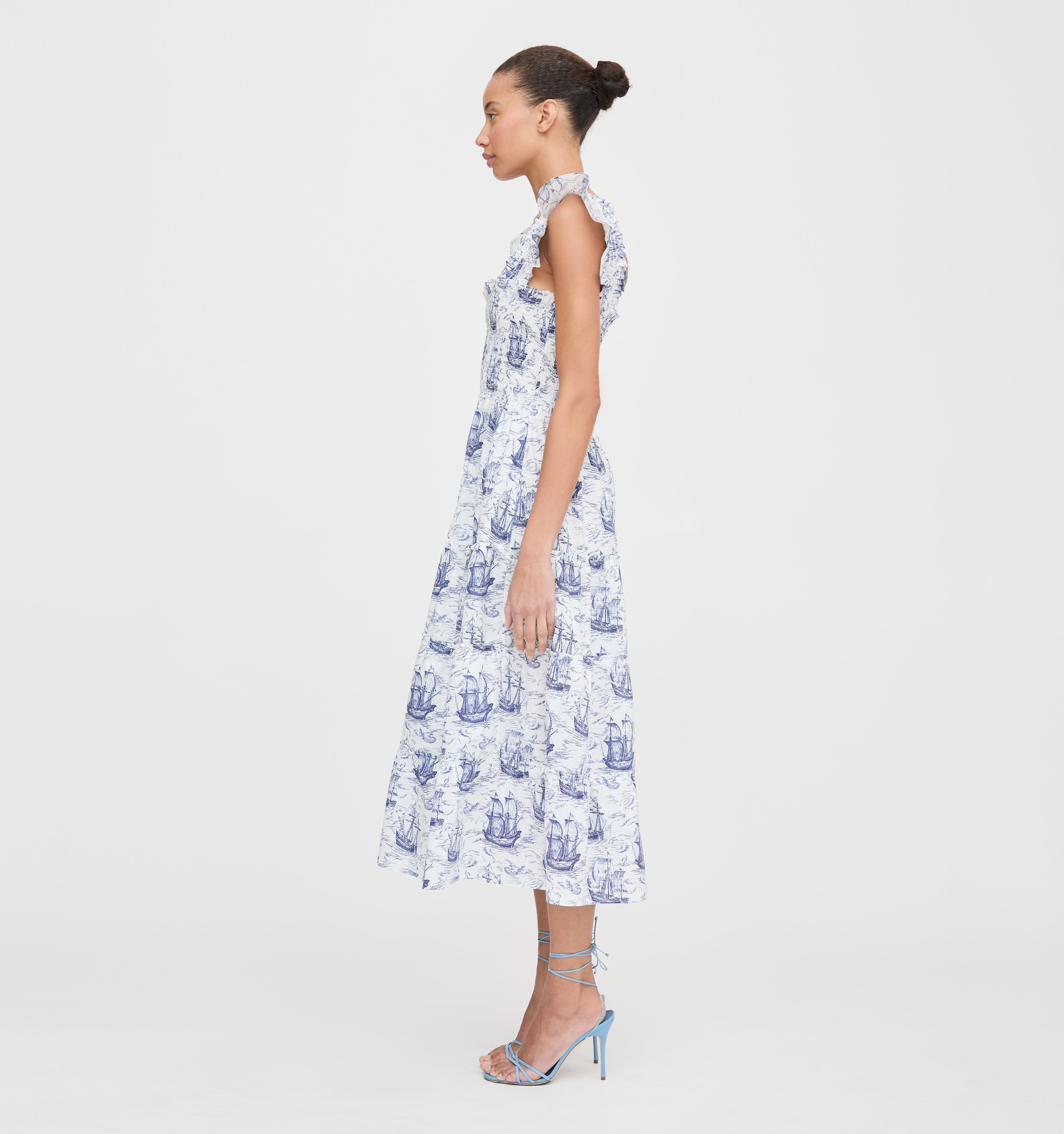 The Ellie Nap Dress - Navy Mariner's Toile