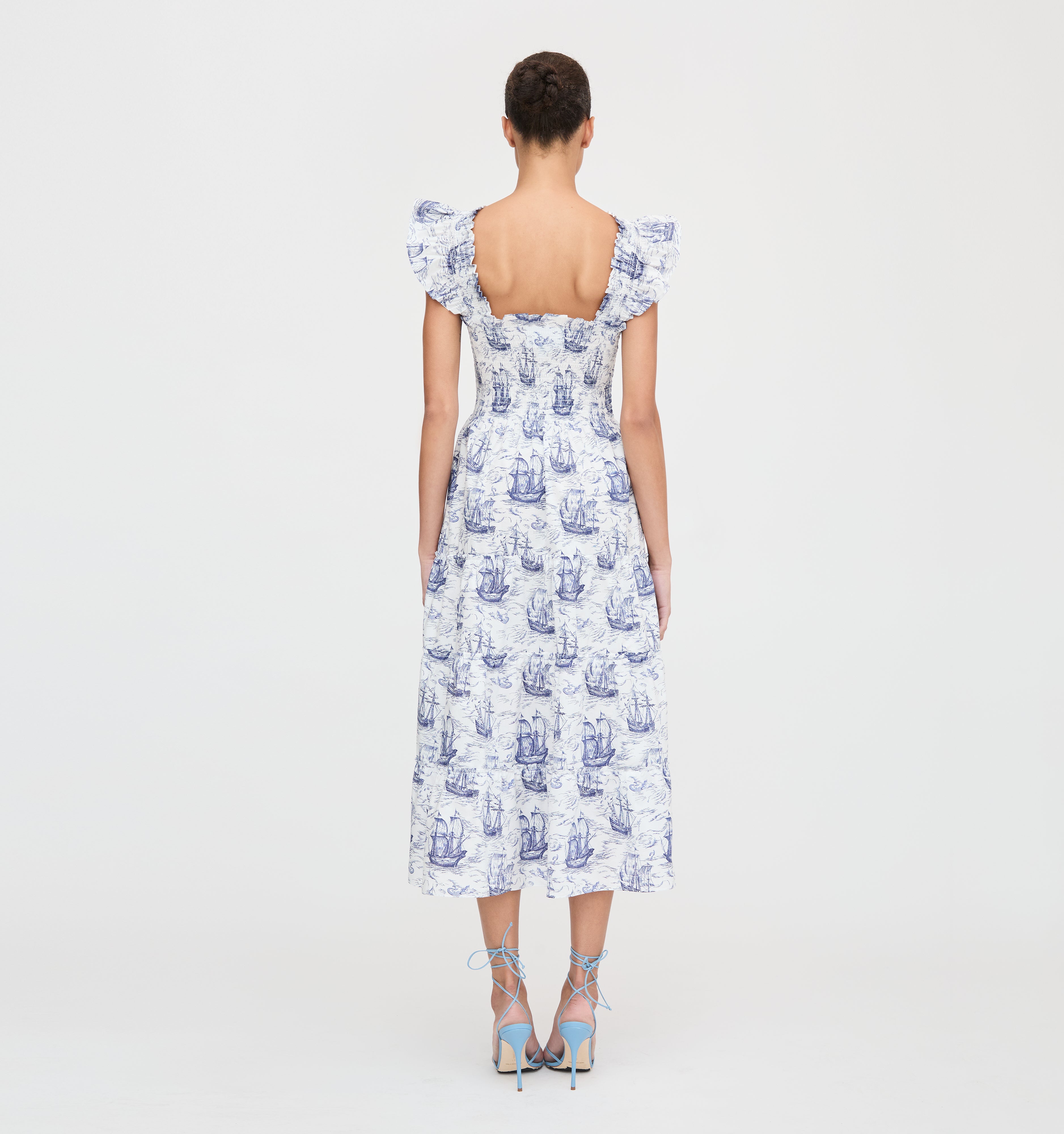 The Ellie Nap Dress - Navy Mariner's Toile