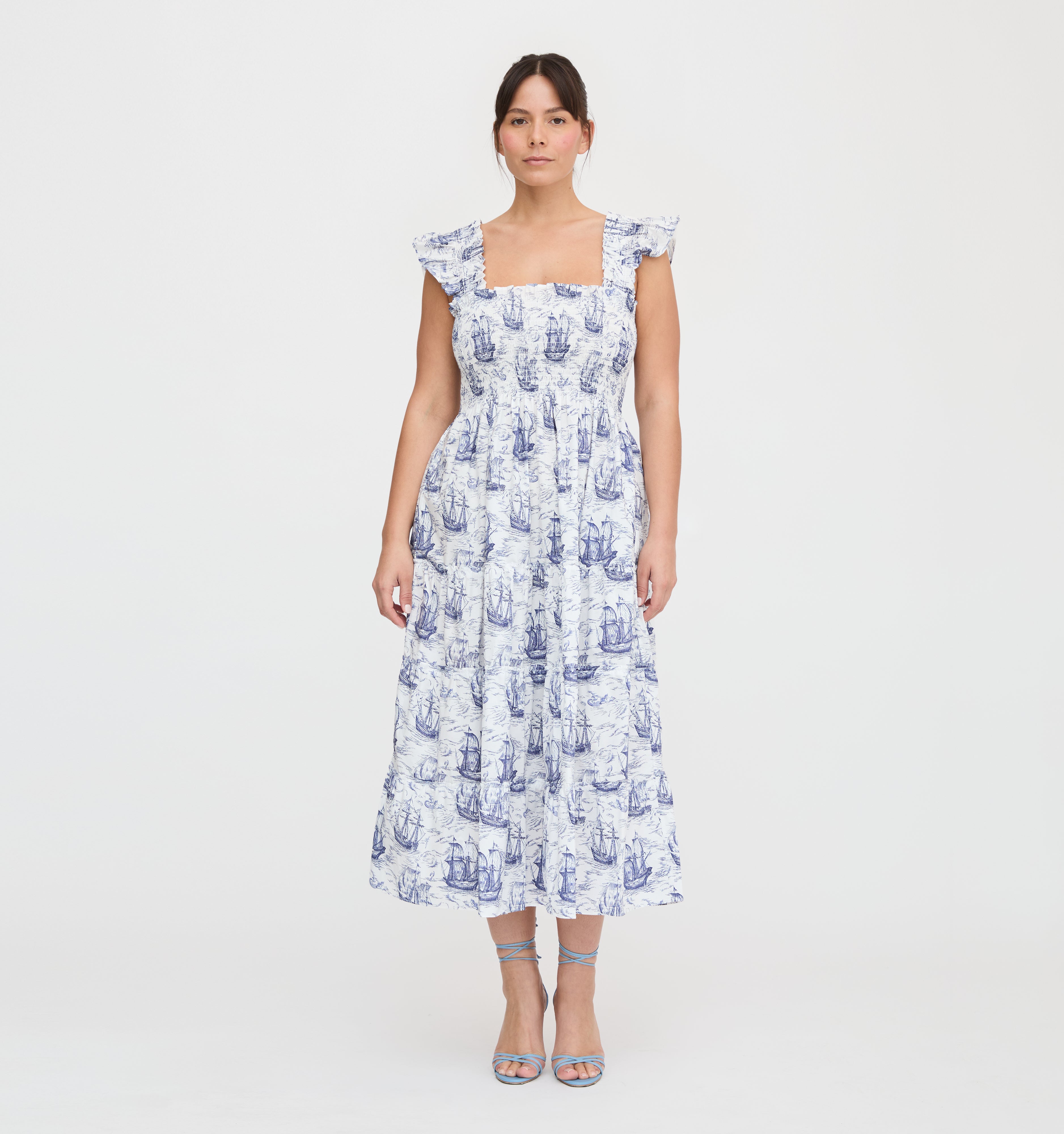 The Ellie Nap Dress - Navy Mariner's Toile