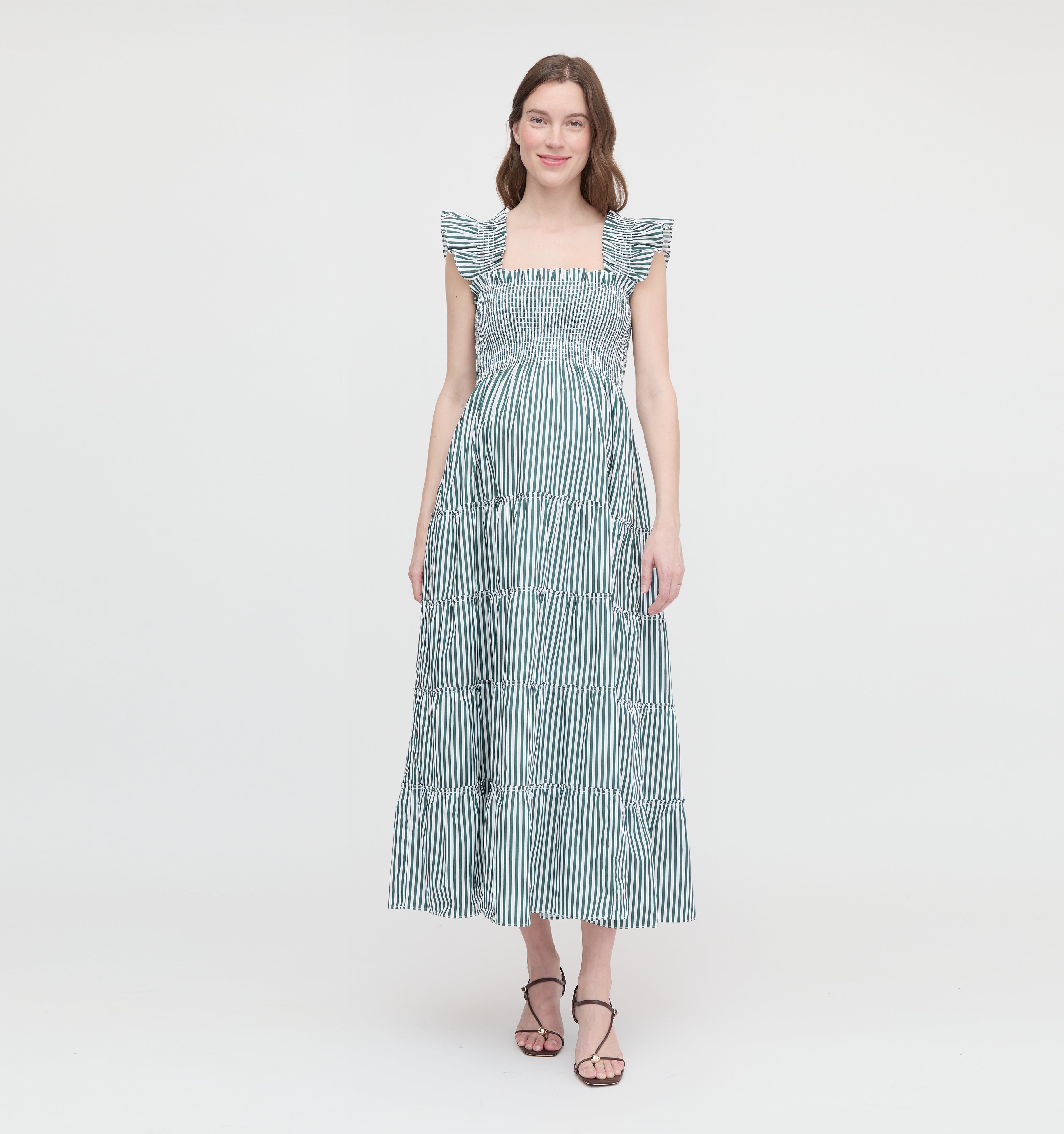 The Maternity Ellie Maxi Nap Dress - Green Stripe
