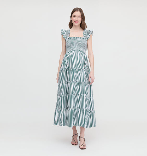The Maternity Ellie Maxi Nap Dress - Green Stripe  Hill House Home