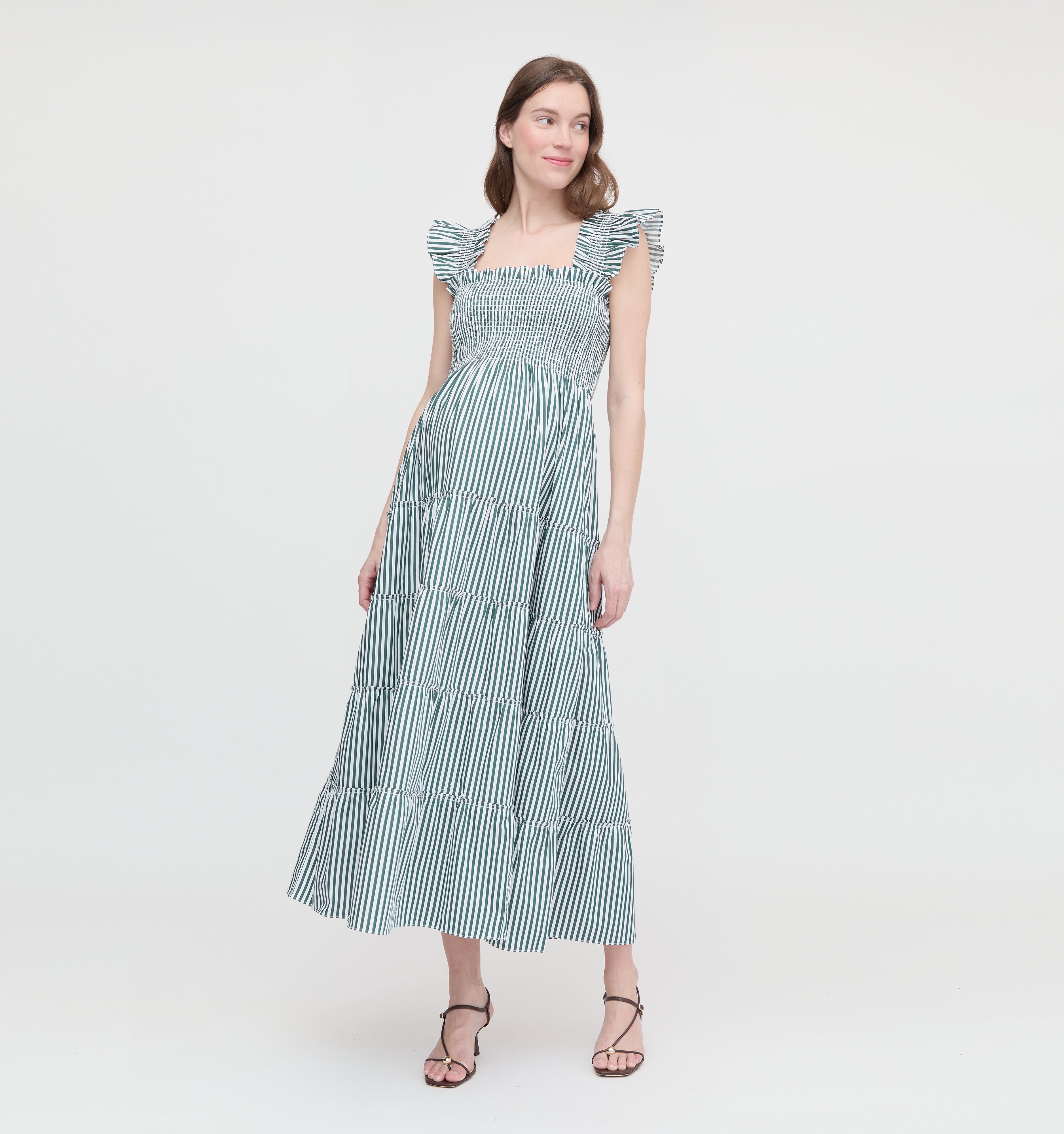 The Maternity Ellie Maxi Nap Dress - Green Stripe – Hill House Home