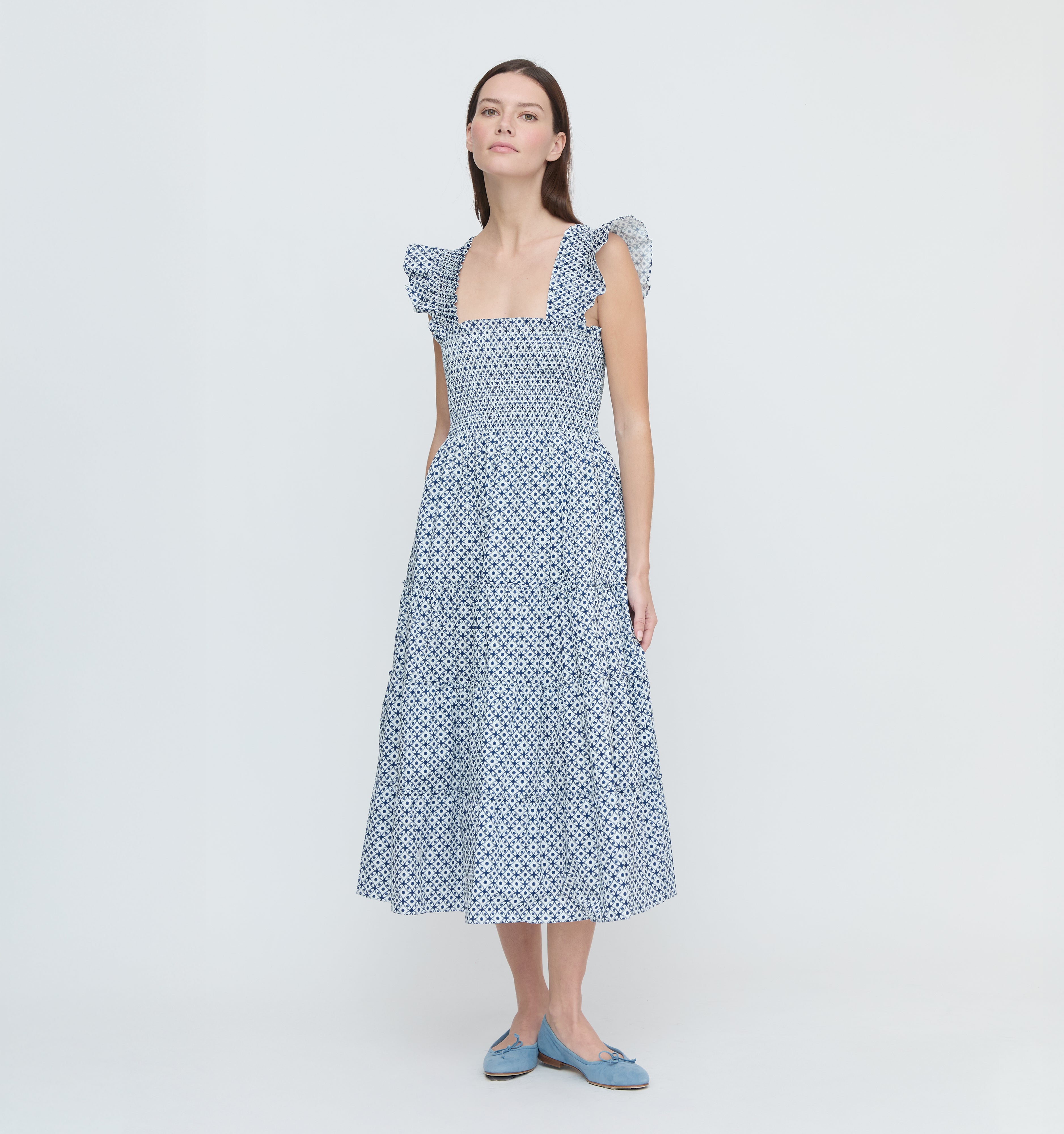 The Ellie Nap Dress - Navy Circular Lattice