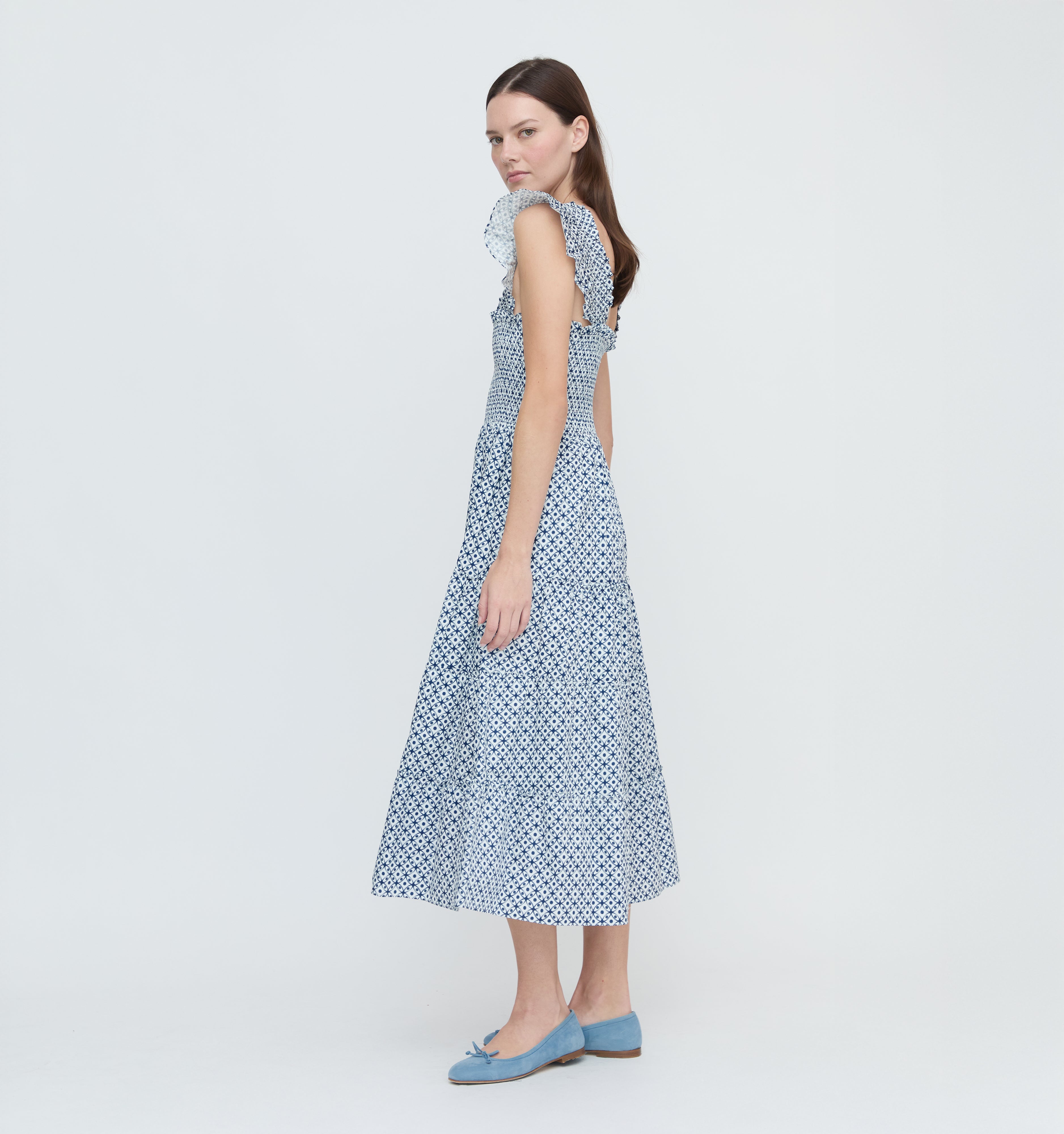 The Ellie Nap Dress - Navy Circular Lattice