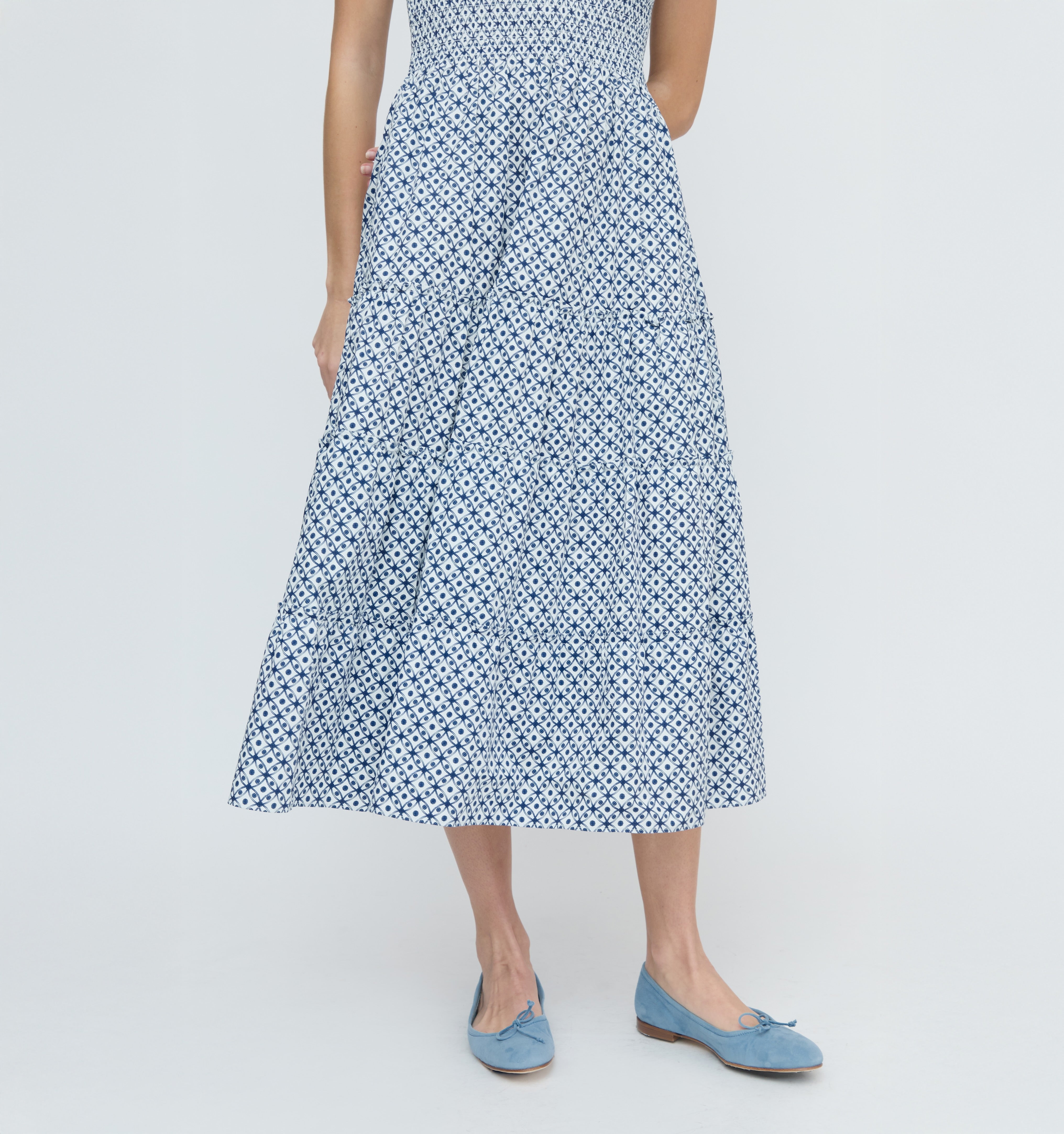 The Ellie Nap Dress - Navy Circular Lattice