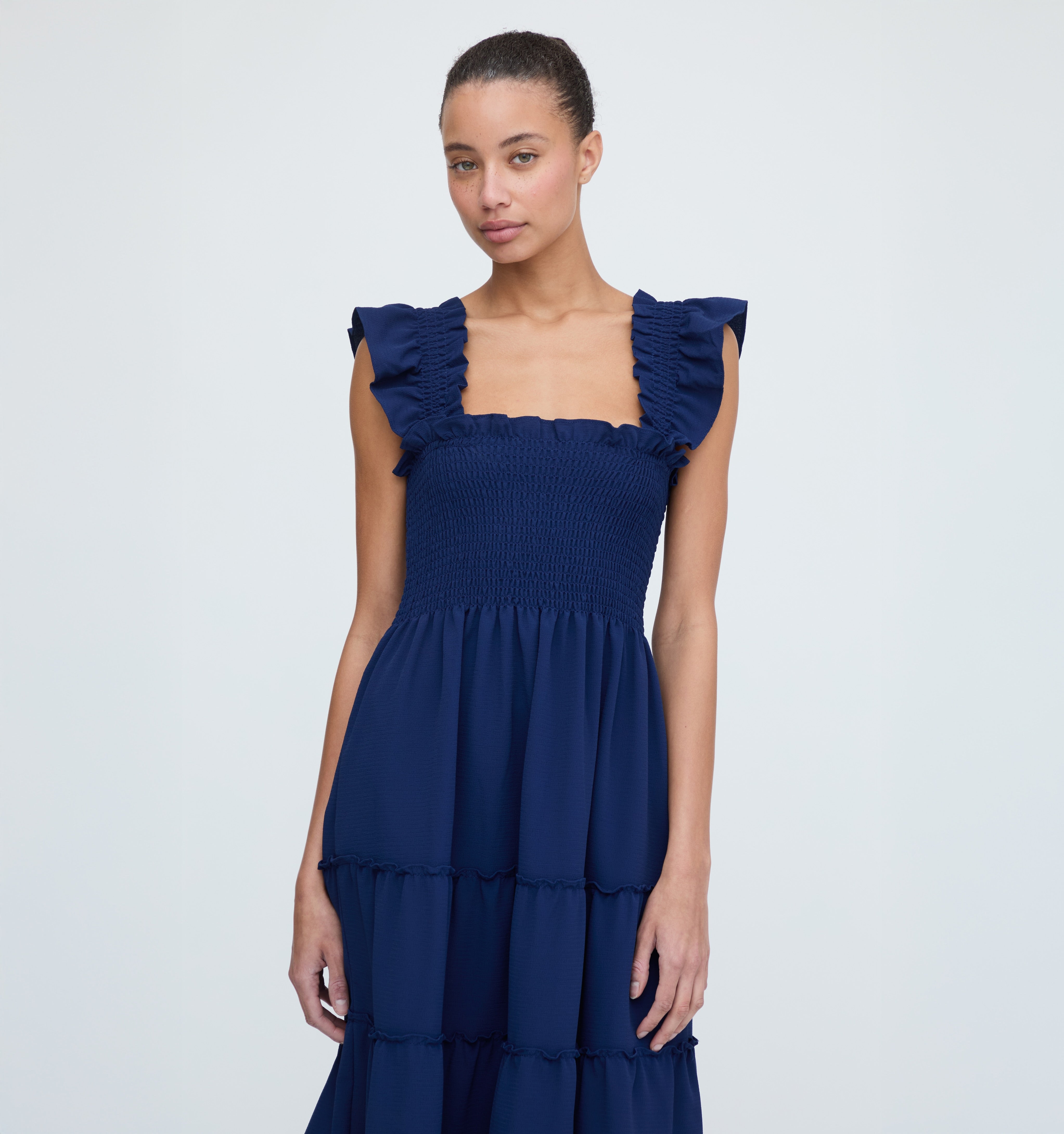 The Crepe Ellie Nap Dress - Navy Crepe color:Wrinkle Resistant Navy Crepe