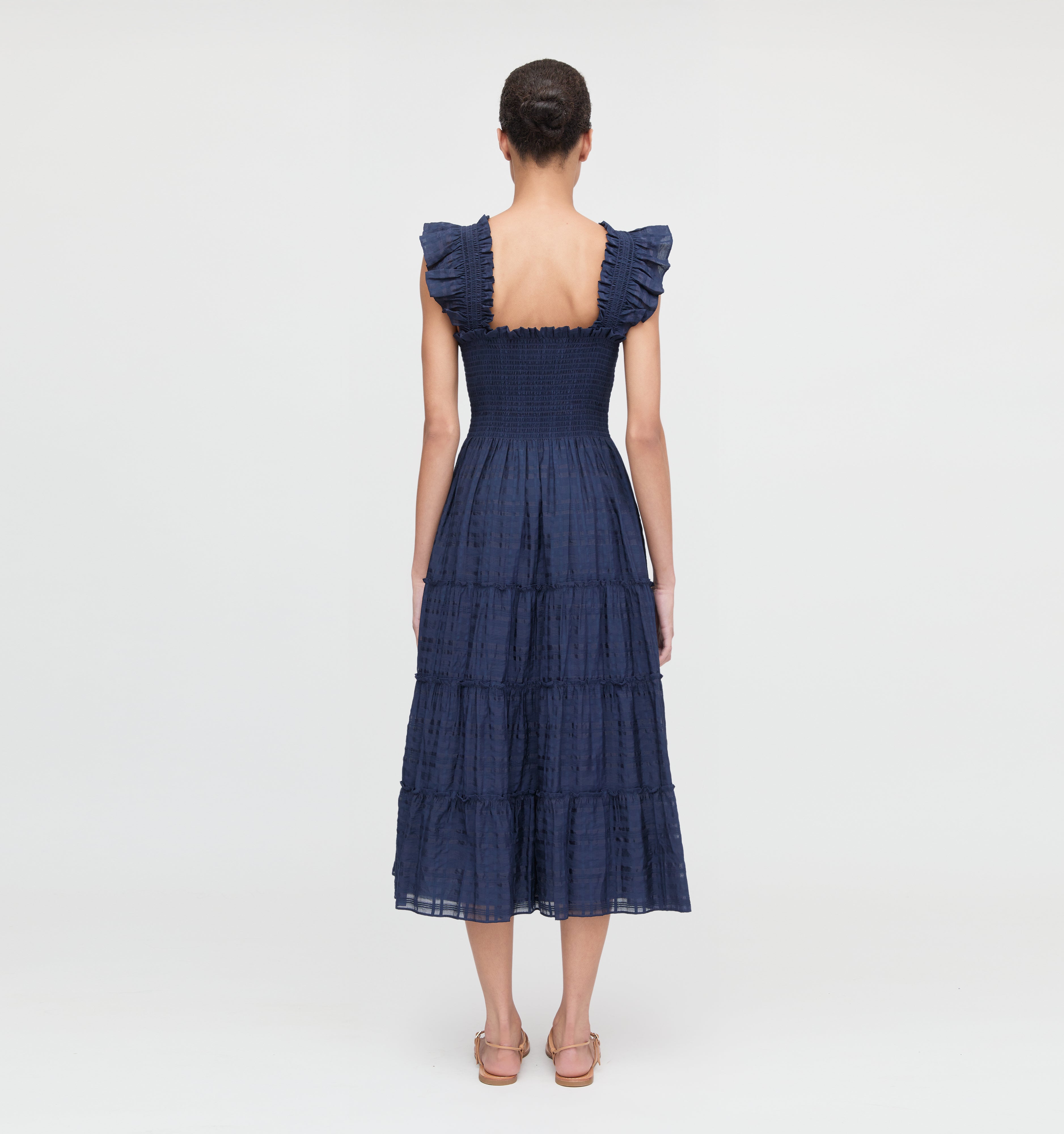 The Ellie Nap Dress - Navy Sheer Plaid
