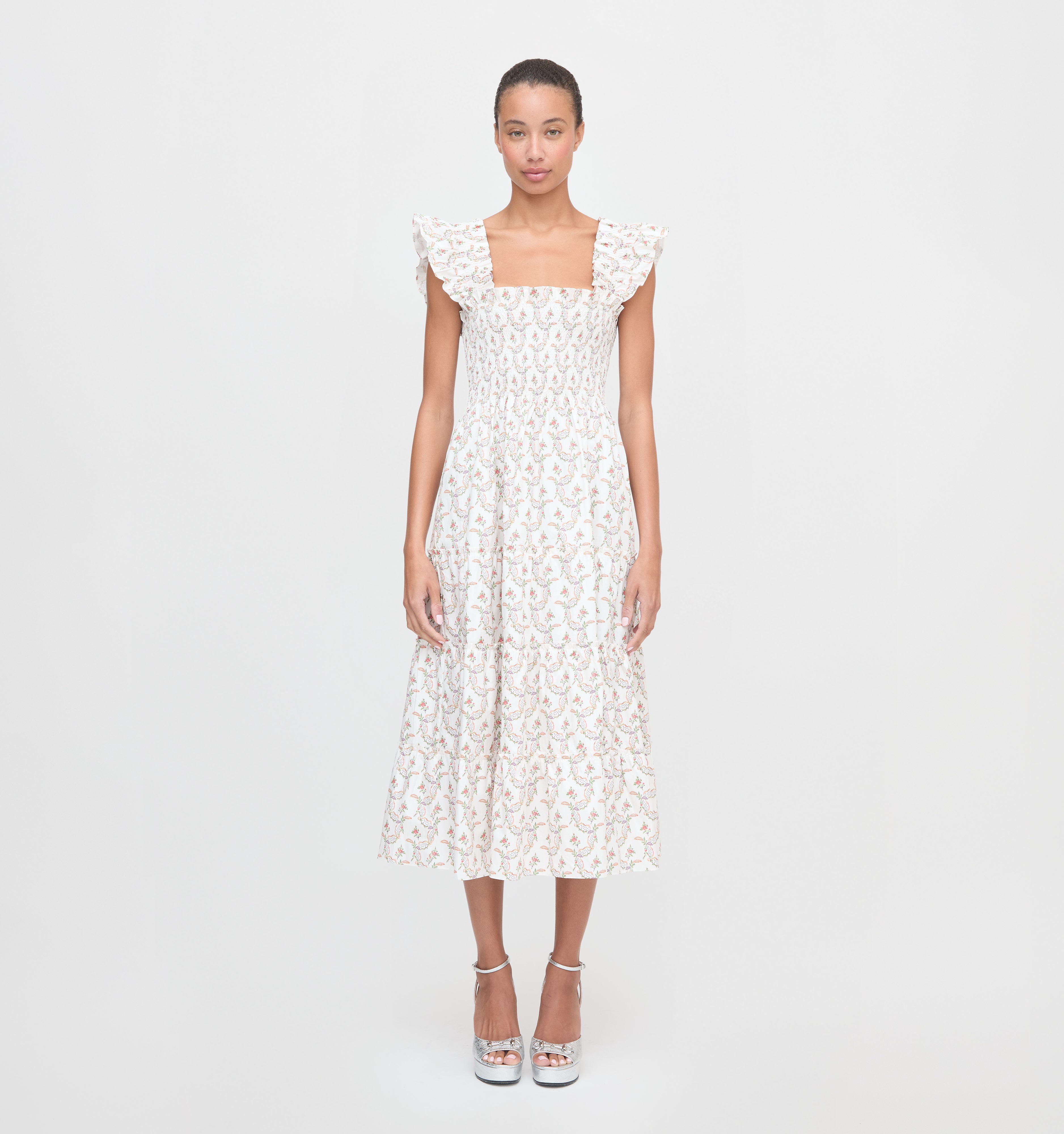 The Ellie Nap Dress in Pink Ribbon Rose Ikat color: Pink Ribbon Rose Ikat