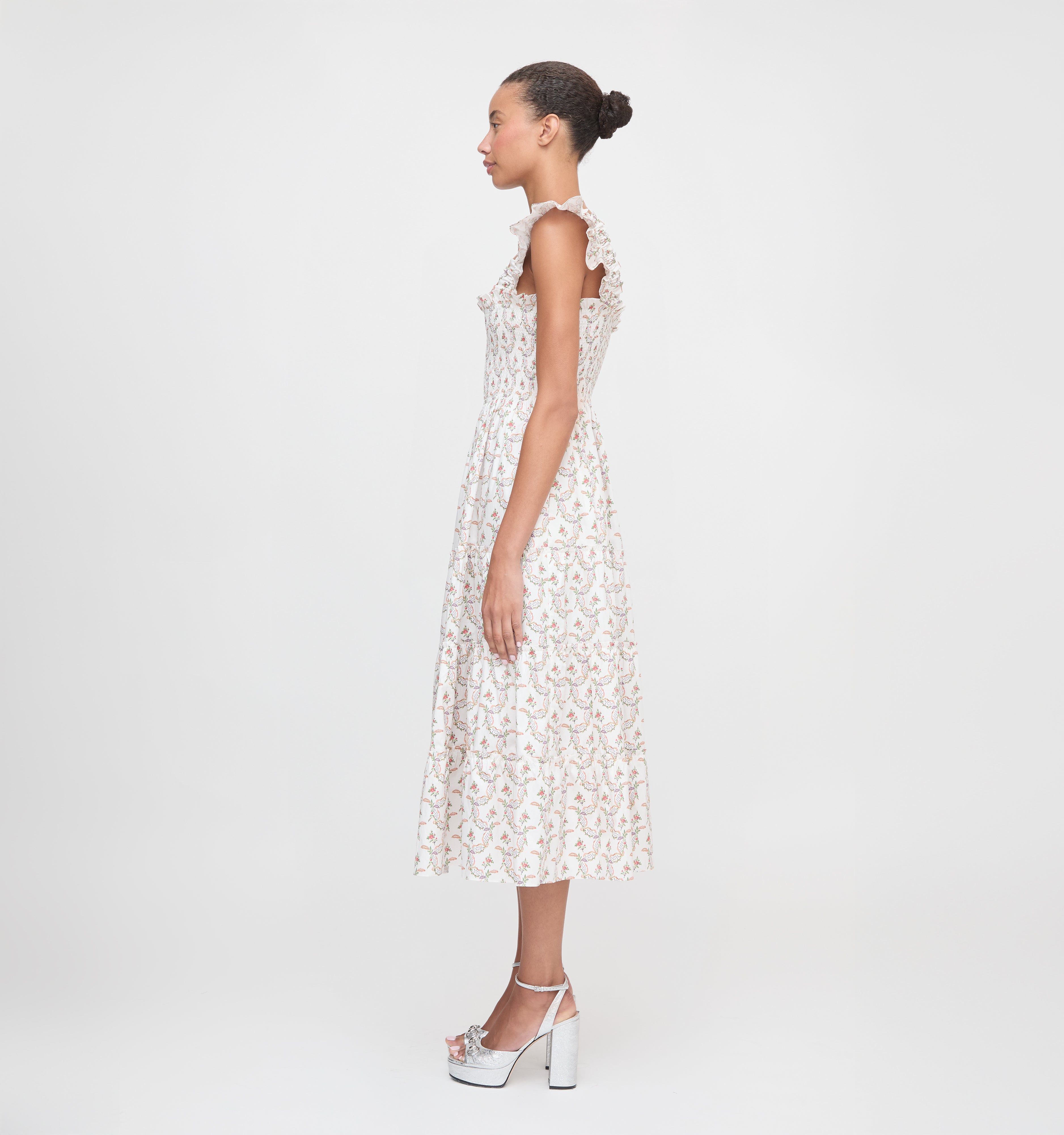 The Ellie Nap Dress in Pink Ribbon Rose Ikat color: Pink Ribbon Rose Ikat