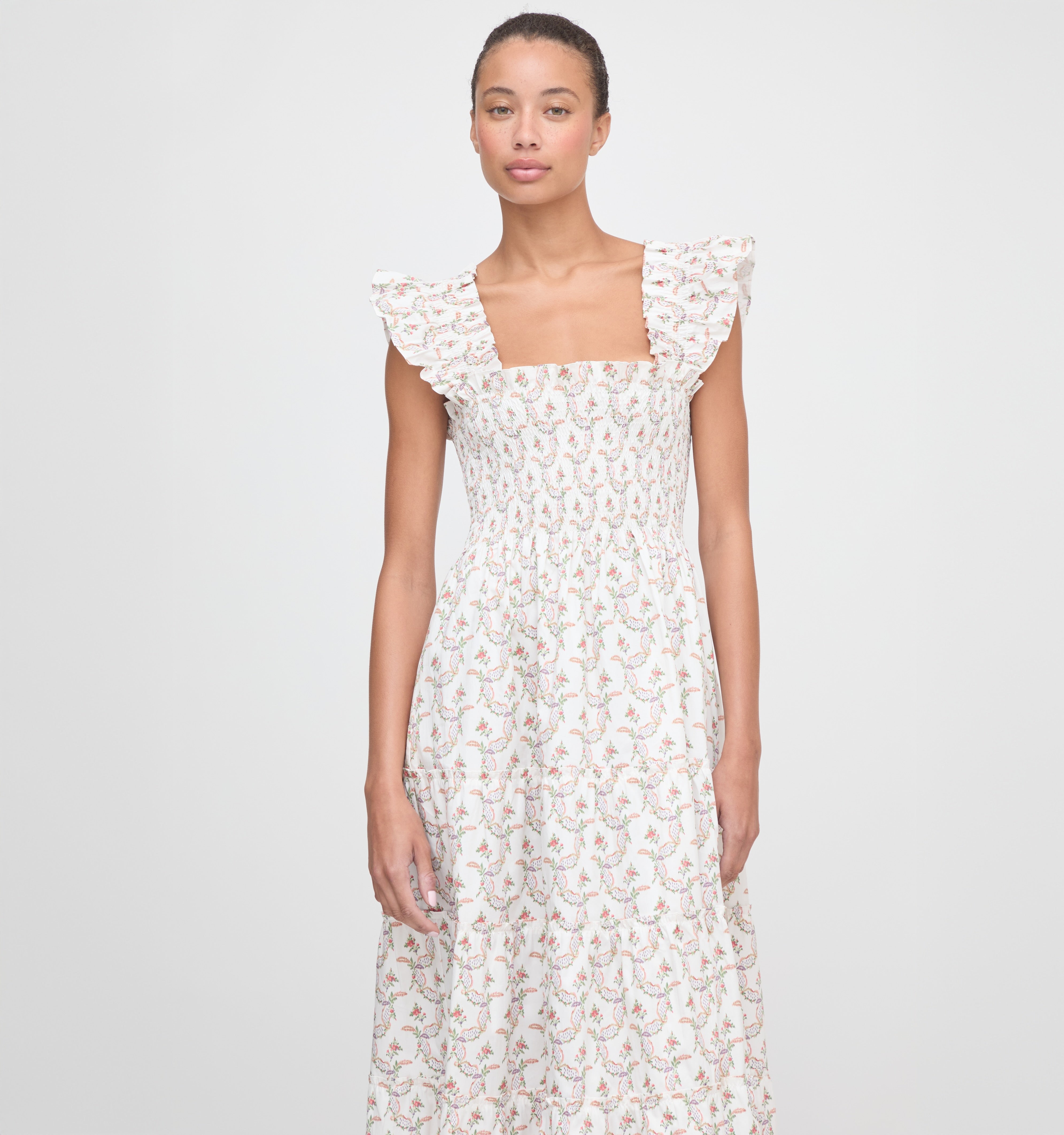 The Ellie Nap Dress in Pink Ribbon Rose Ikat color: Pink Ribbon Rose Ikat