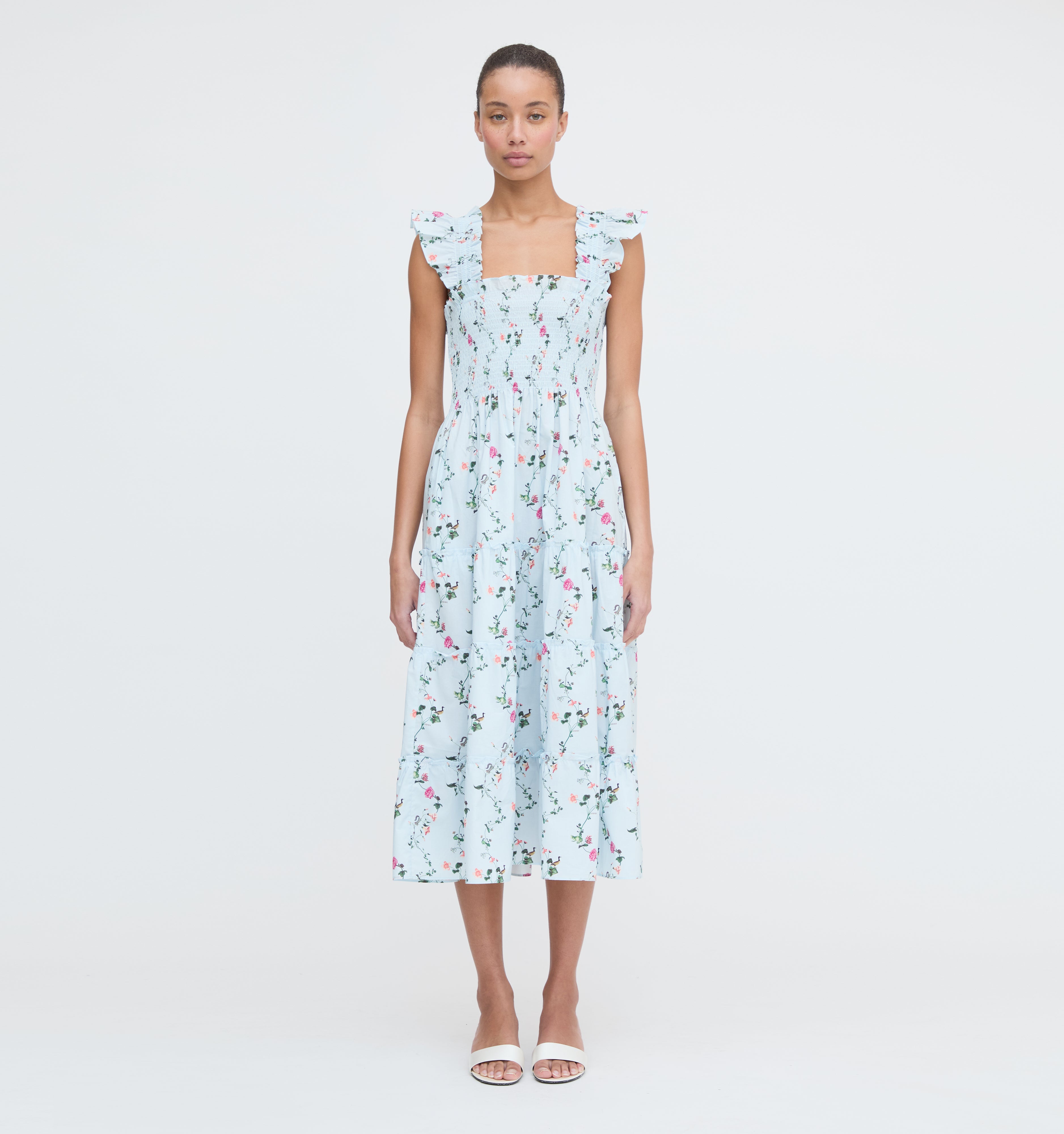 The Ellie Nap Dress - Pond Floral Poplin