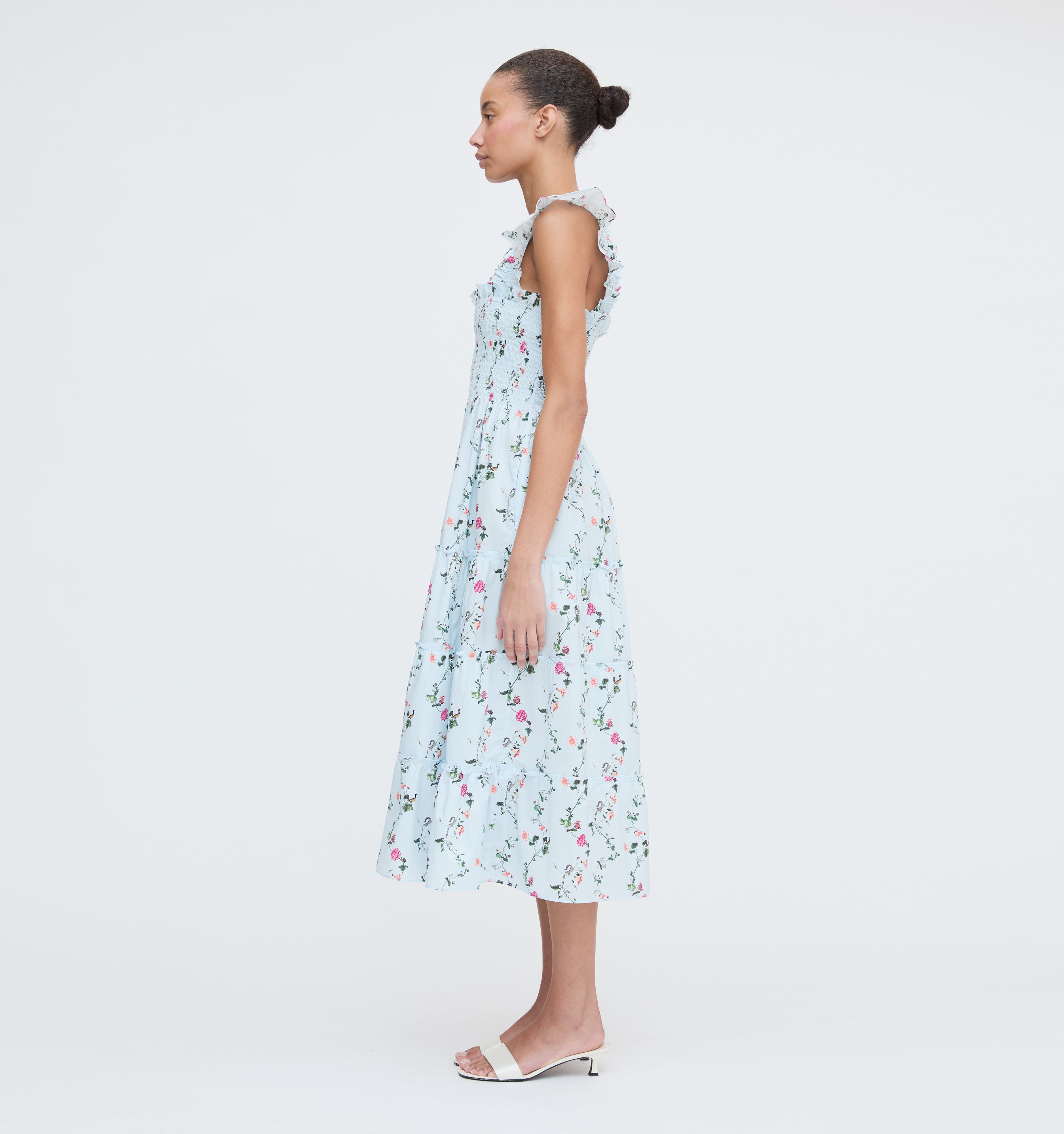 The Ellie Nap Dress - Pond Floral Poplin