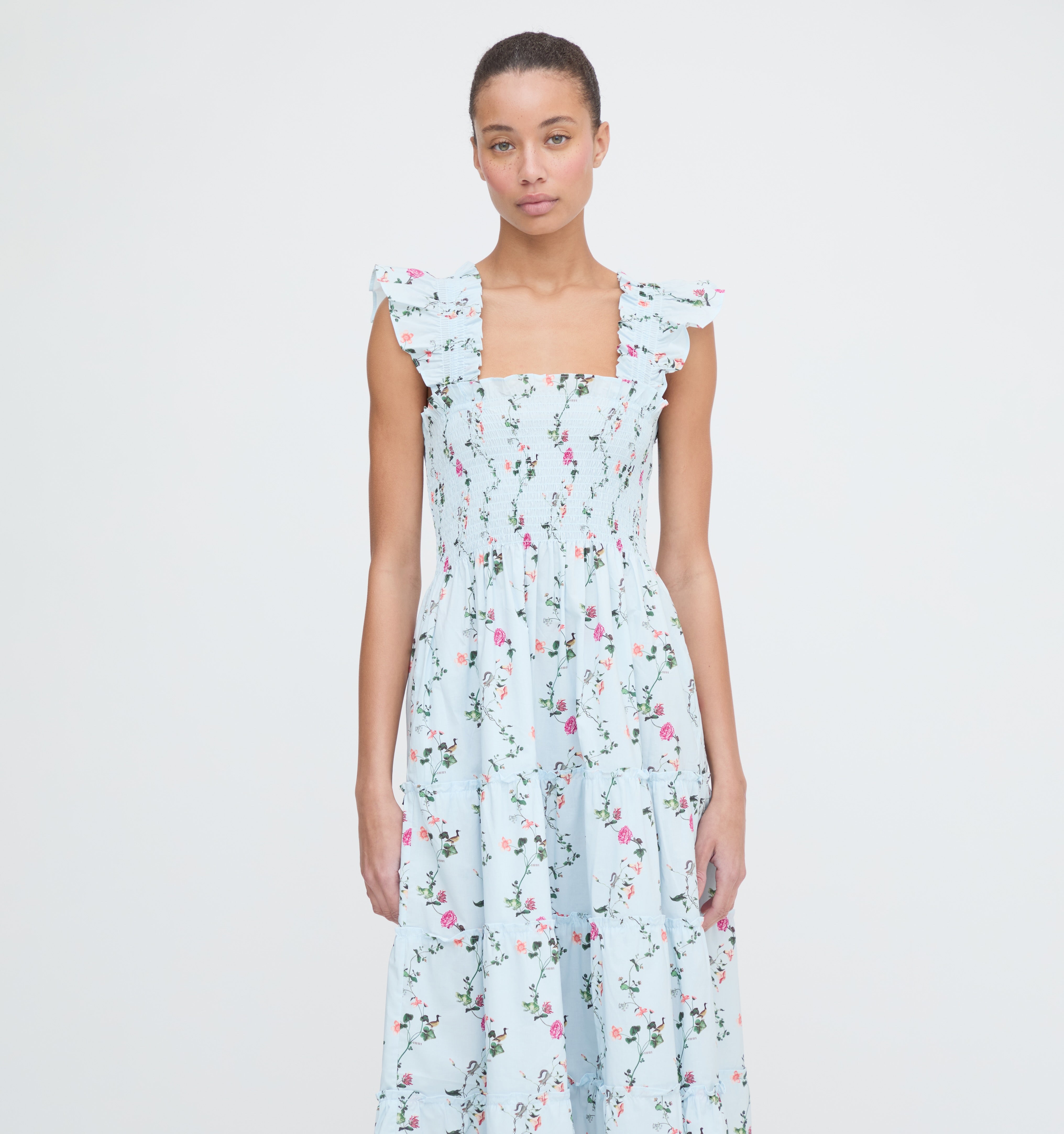 The Ellie Nap Dress - Pond Floral Poplin
