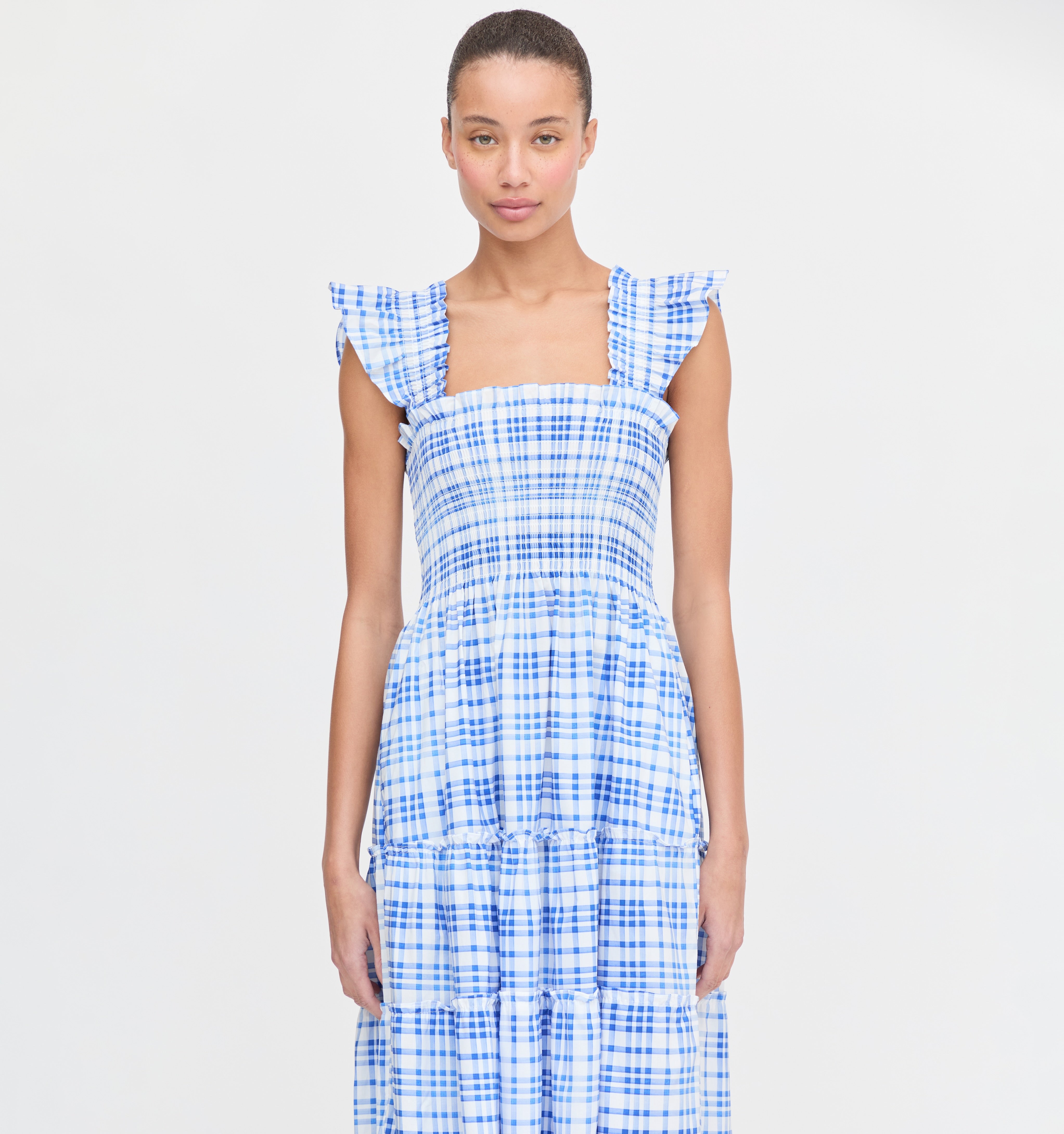 The Ellie Nap Dress - Blue Watercolor Gingham