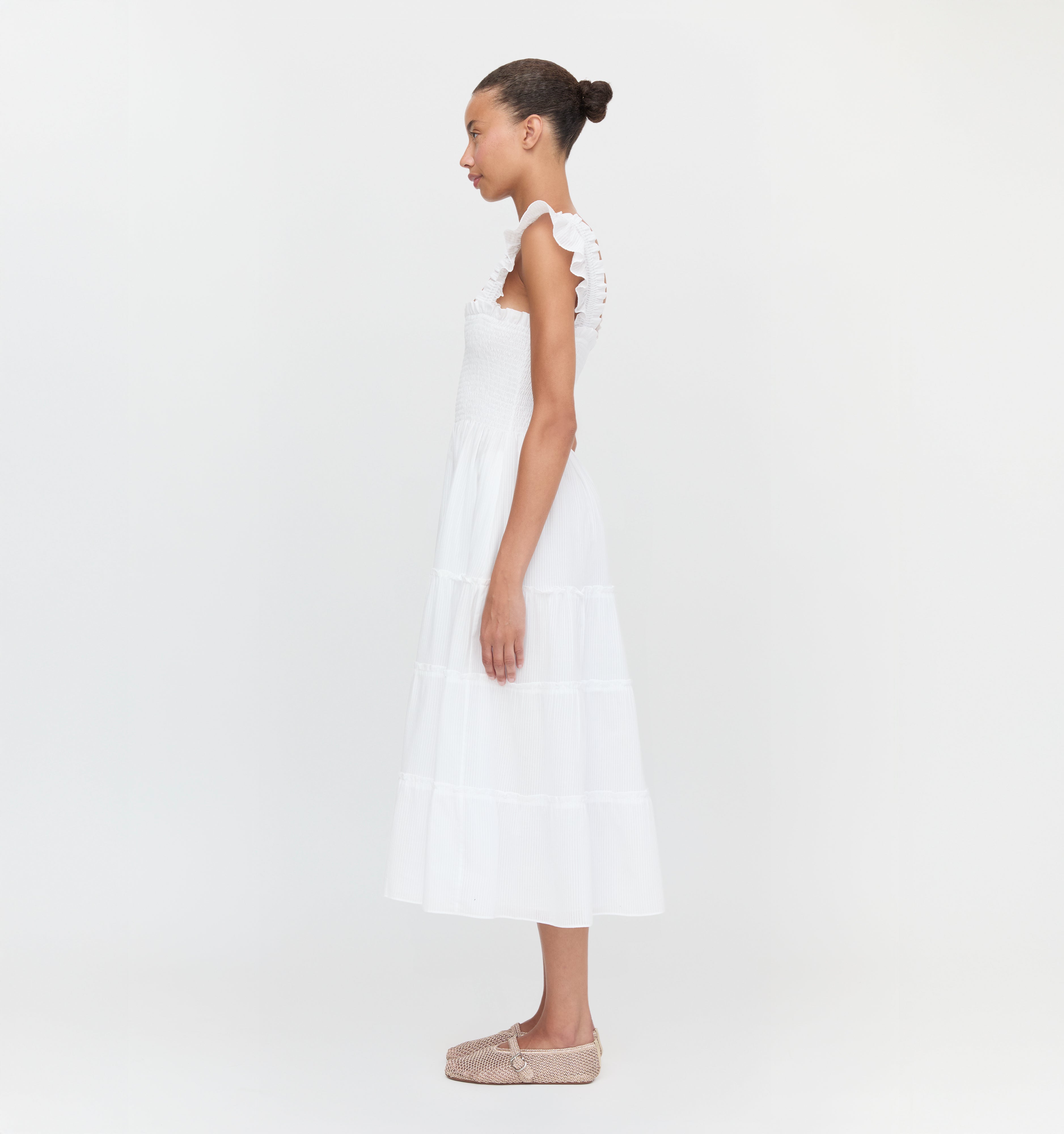 The Ellie Nap Dress - White Shadow Stripe