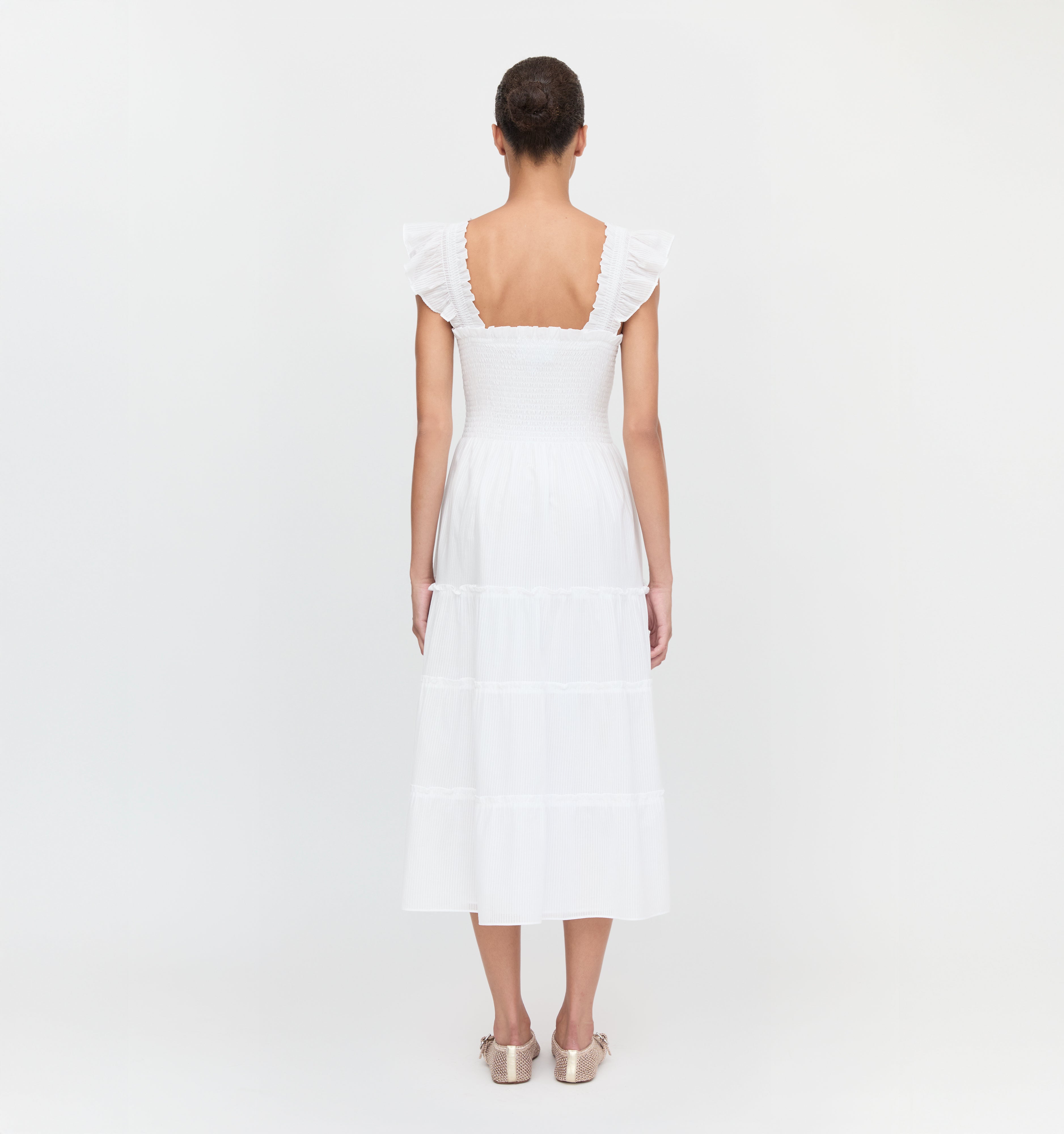 The Ellie Nap Dress - White Shadow Stripe