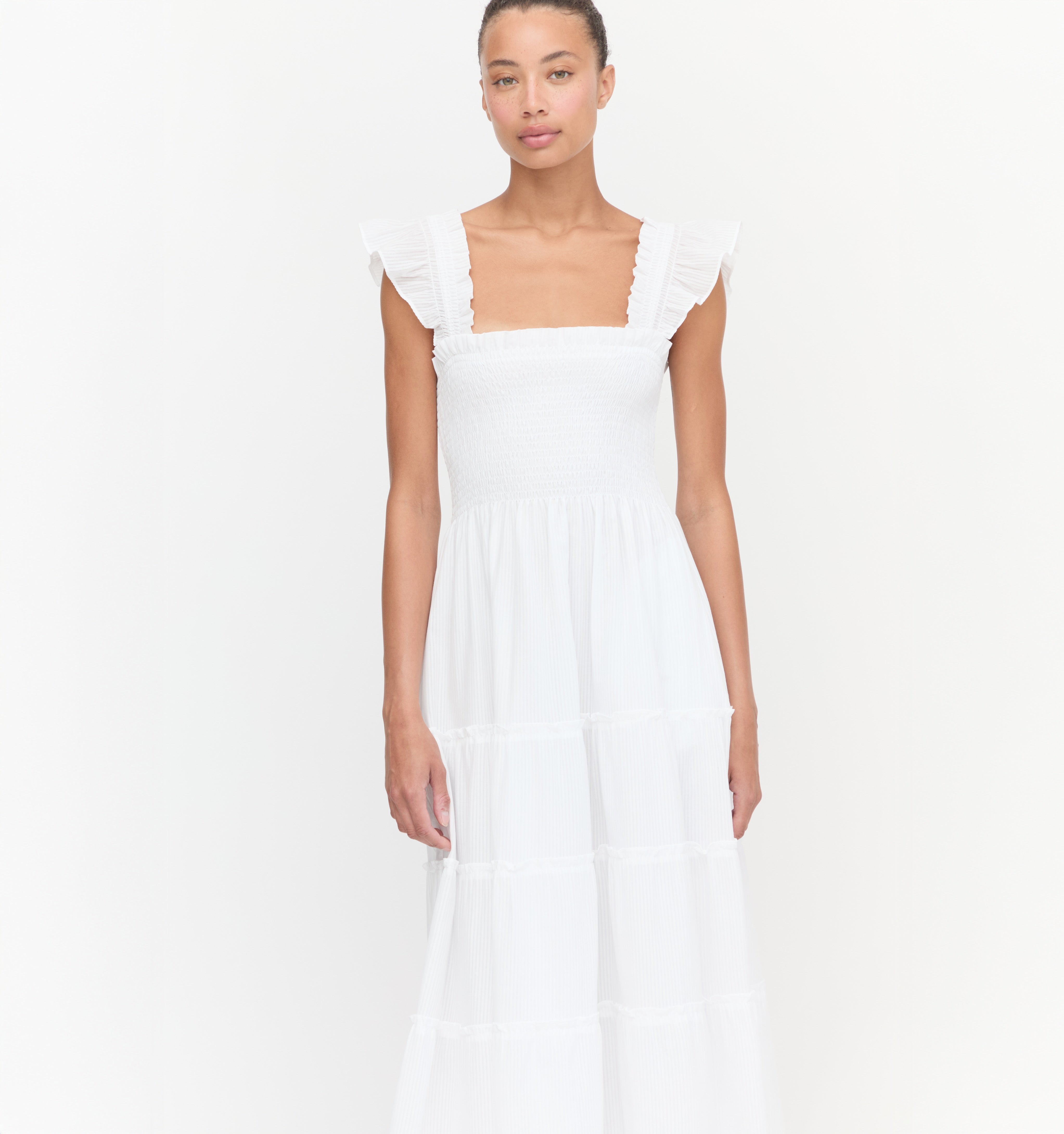 The Ellie Nap Dress - White Shadow Stripe