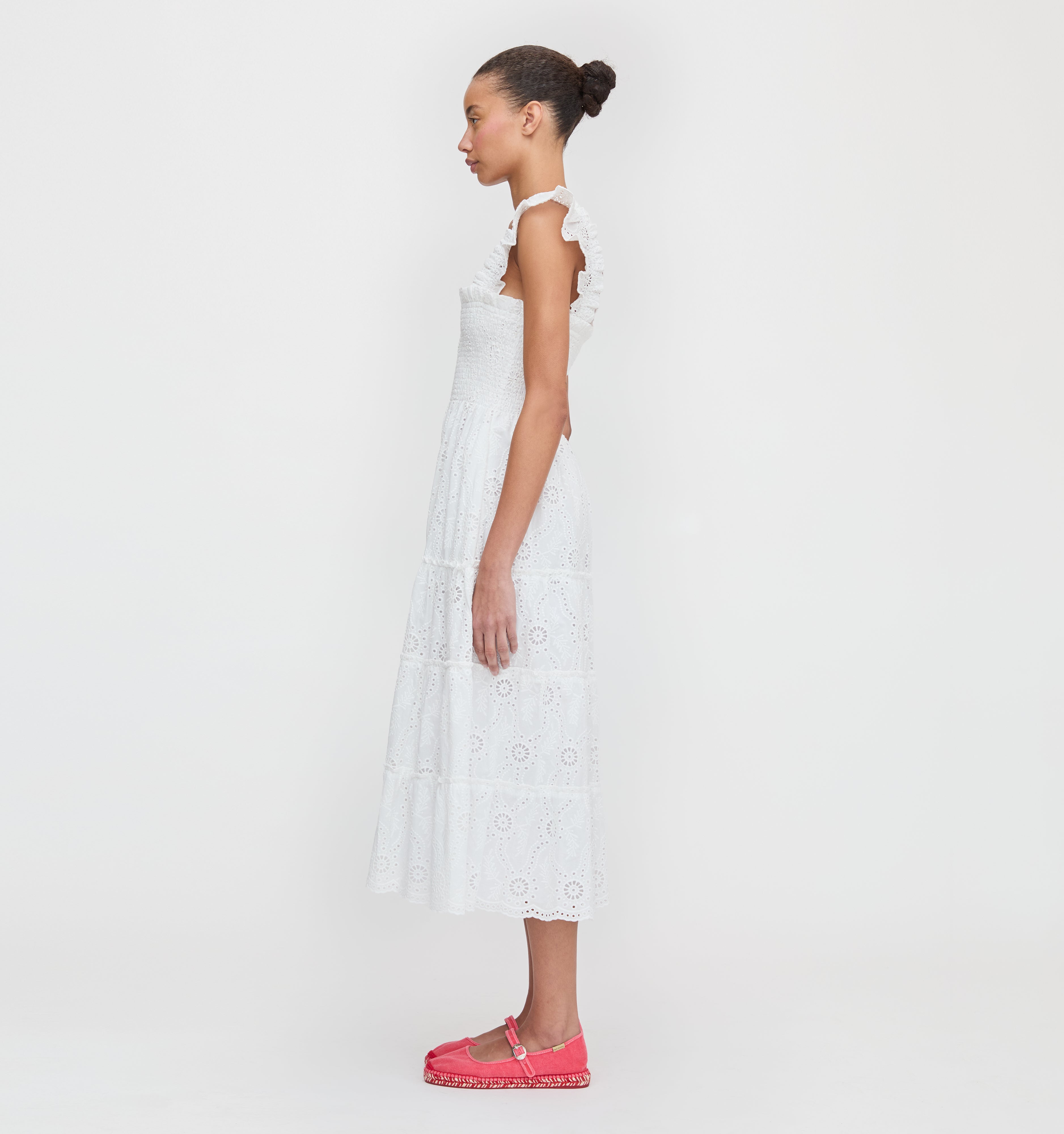 The Ellie Nap Dress - White Trellis Broderie