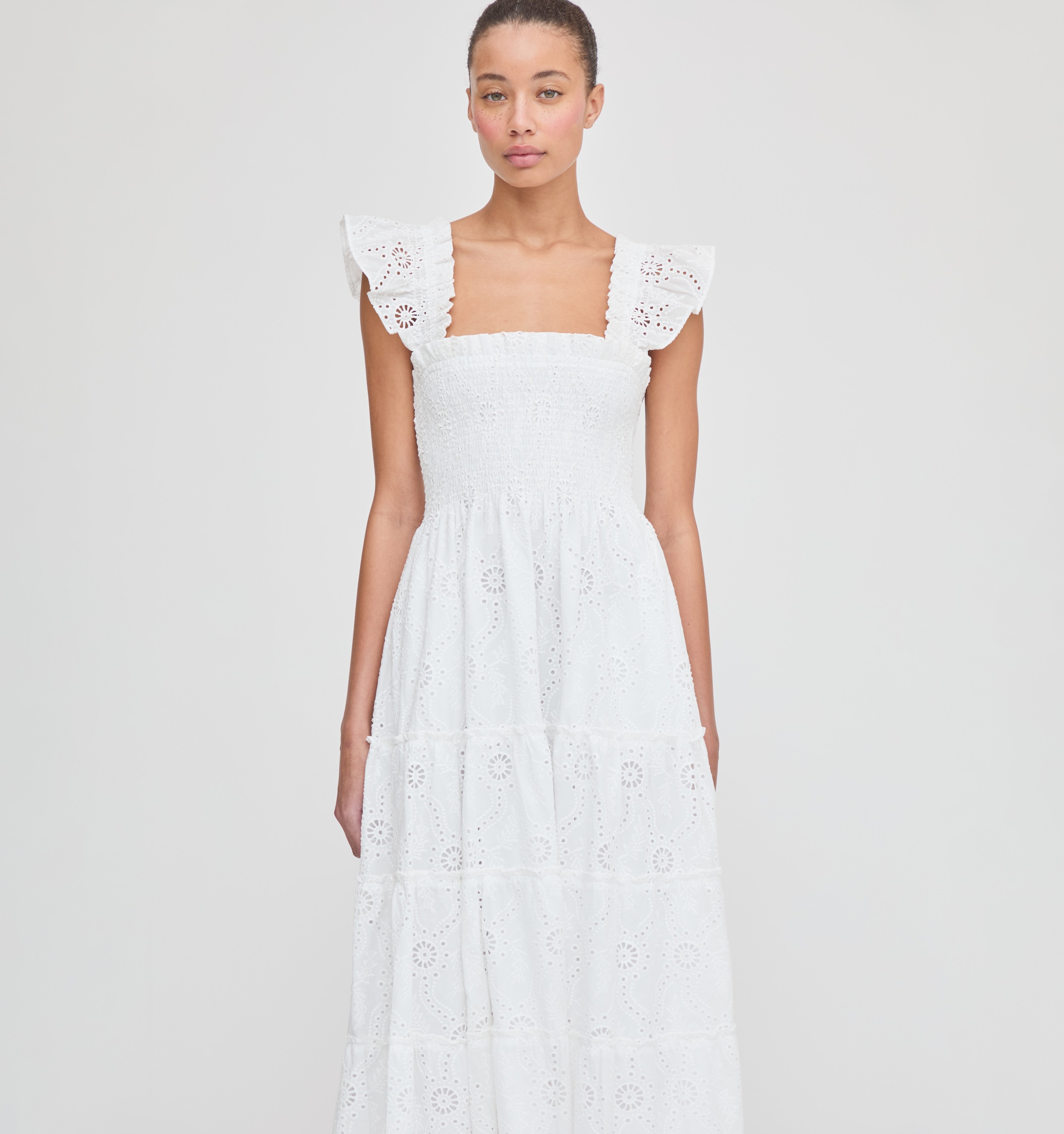 The Ellie Nap Dress - White Trellis Broderie