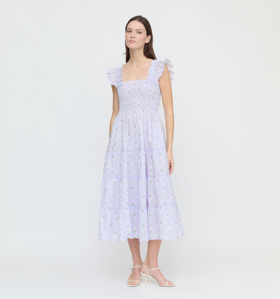 【ポーラチュカ】house on the hill Dress Hill House Home Ellie Nap Dress Brocade Blue Snowflake NWT