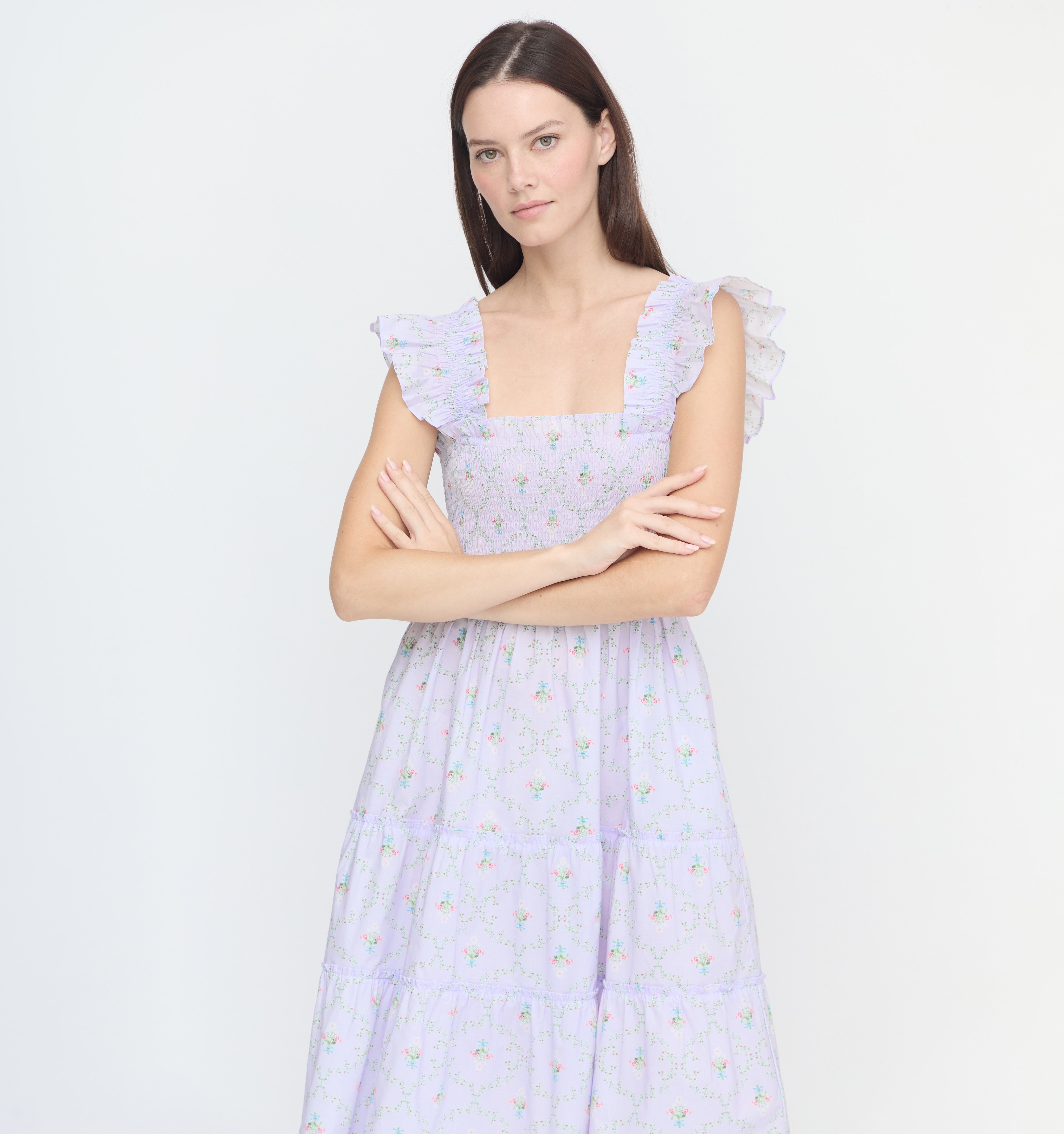 The Hill House x La Coqueta Ellie Nap Dress - Lilac Trellis