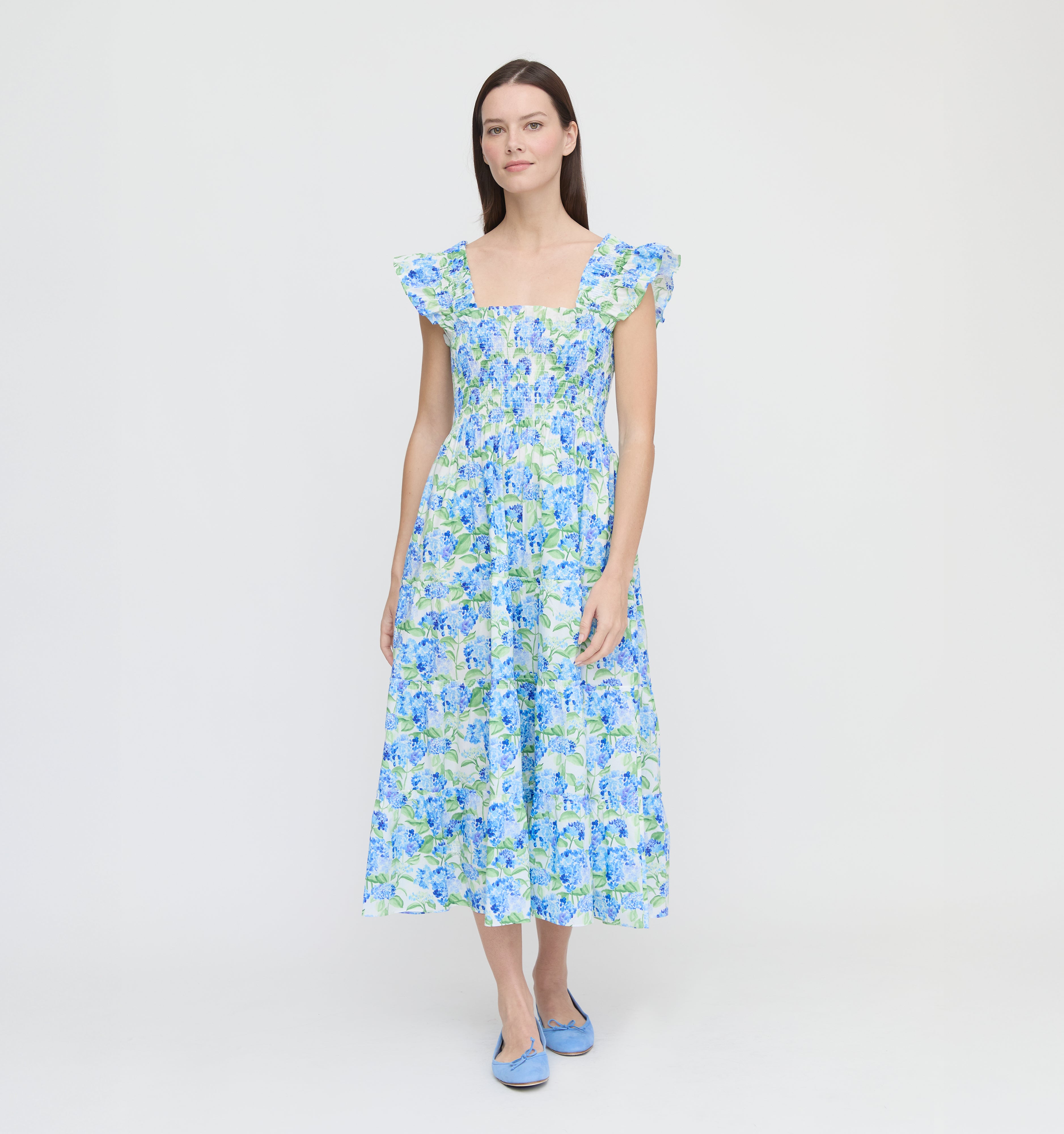The Hill House x La Coqueta Ellie Nap Dress - Blue Watercolor Hydrangea