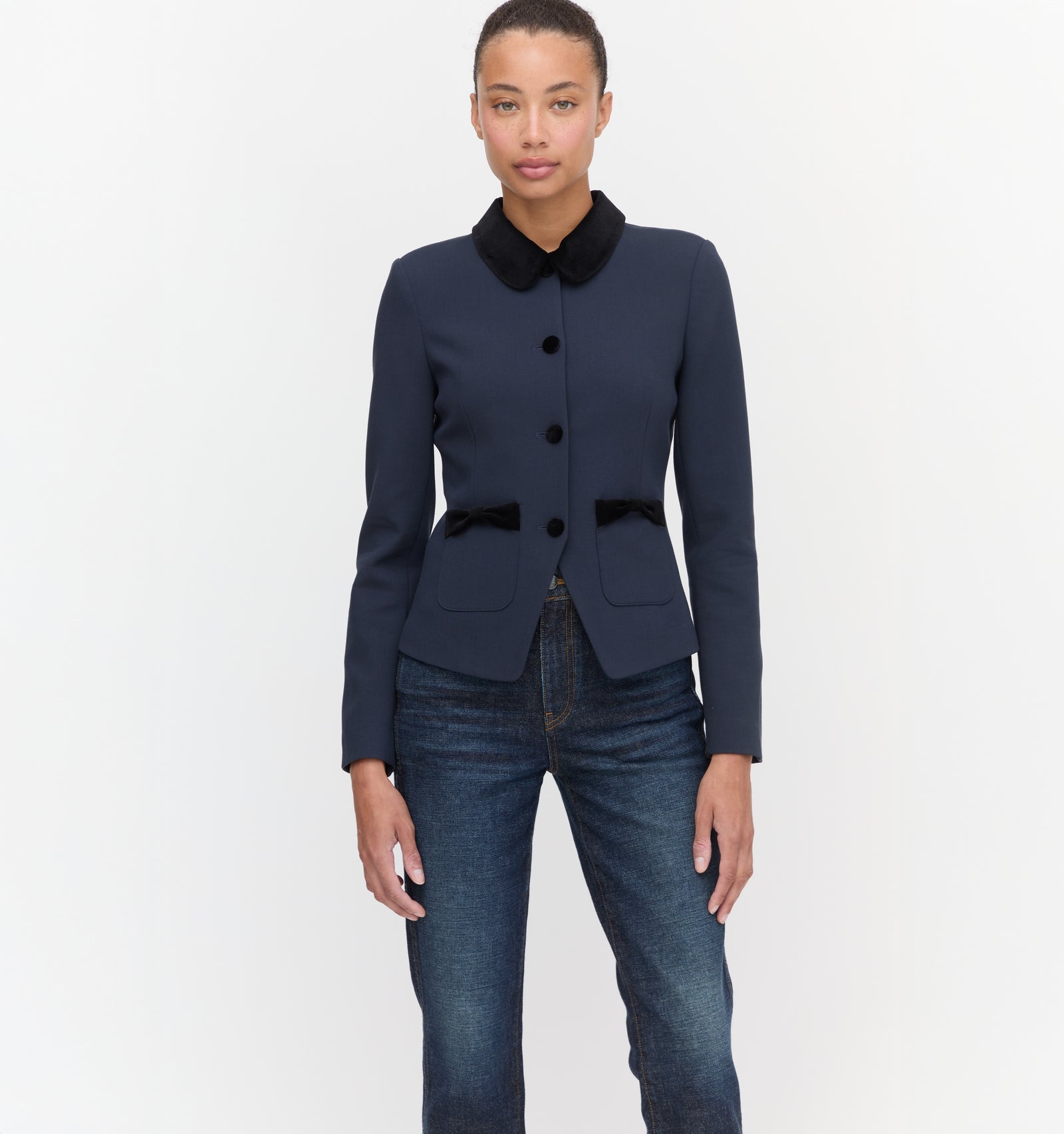 The Evalina Jacket in Navy color: Navy