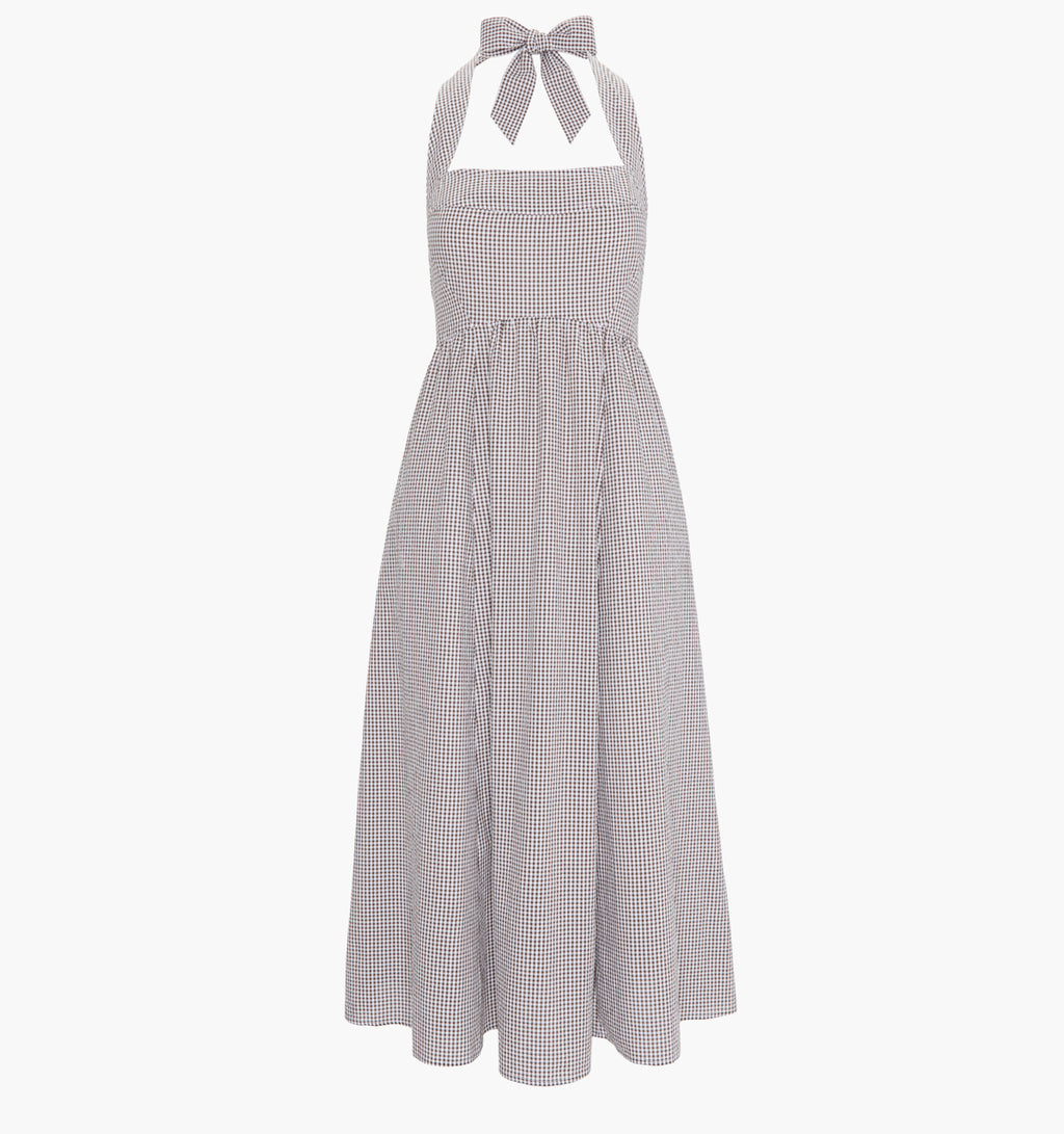 The Fleur Midi Dress - Chocolate Gingham  Hill House Home