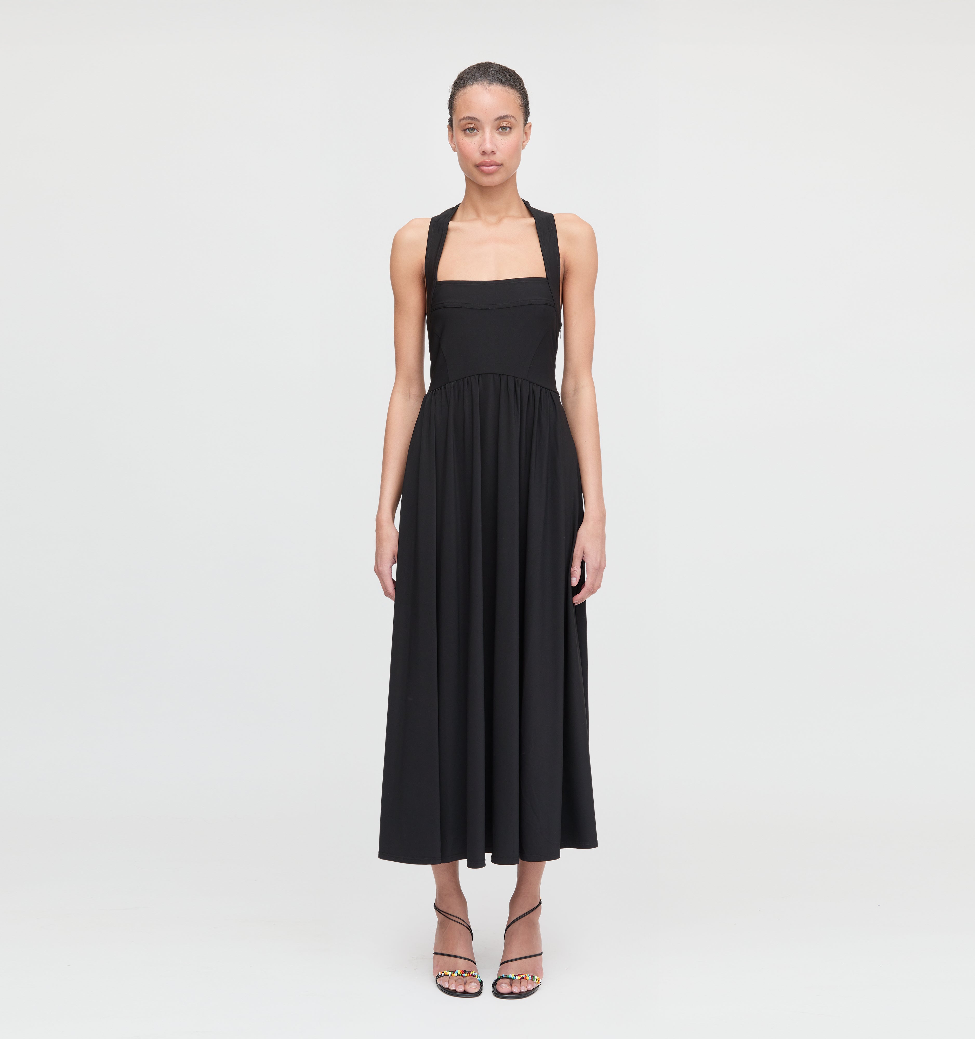 The Fleur Midi Dress - Black Jersey