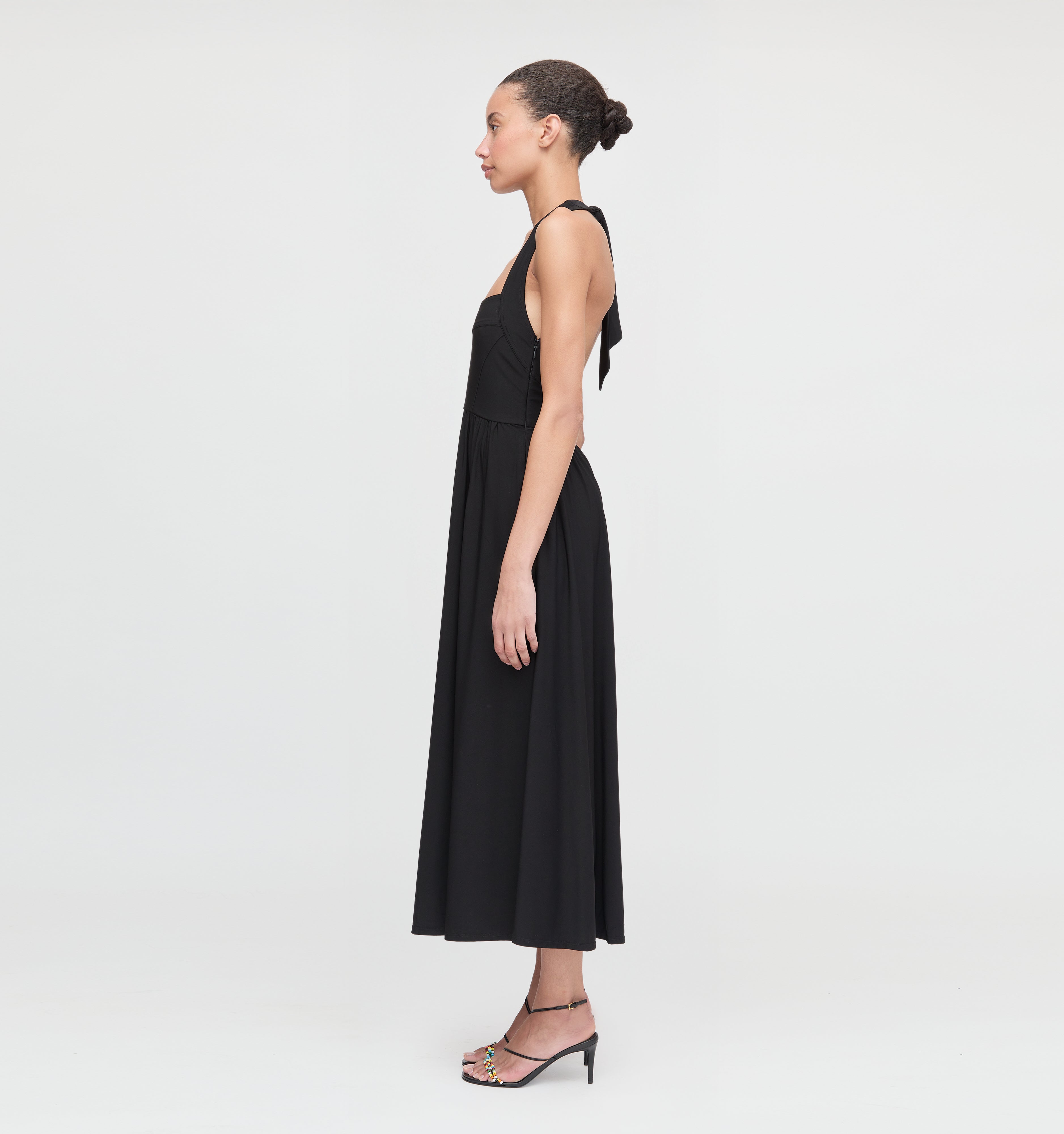 The Fleur Midi Dress - Black Jersey