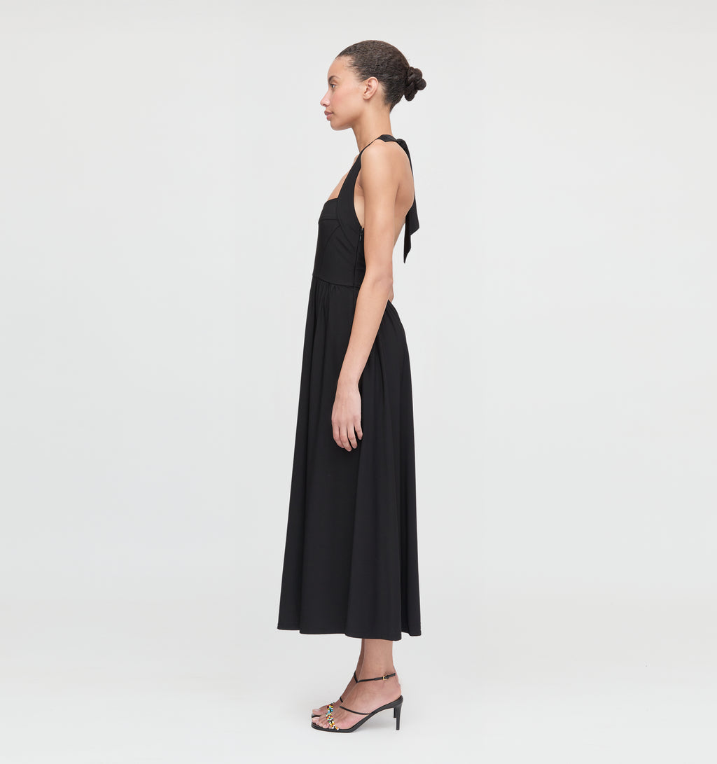 The Fleur Midi Dress | Black Jersey / M