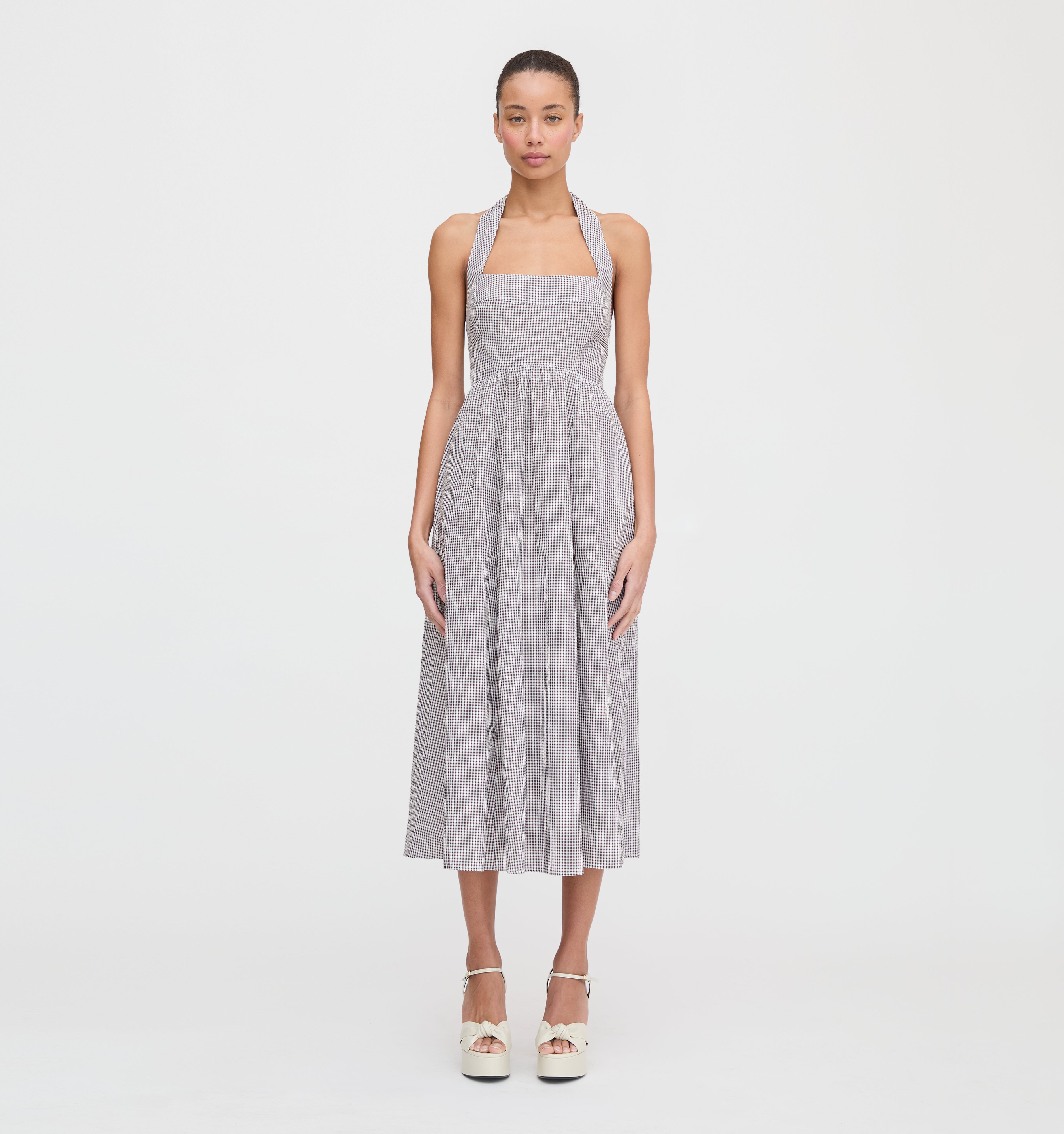 The Fleur Midi Dress - Chocolate Gingham – Hill House Home