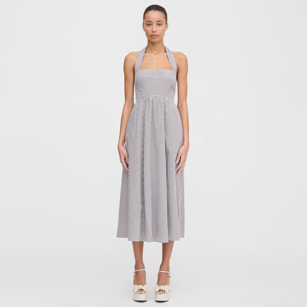 The Fleur Midi Dress - Chocolate Gingham Hill House Home The Fleur Midi Dress - Chocolate Gingham Hill House Home