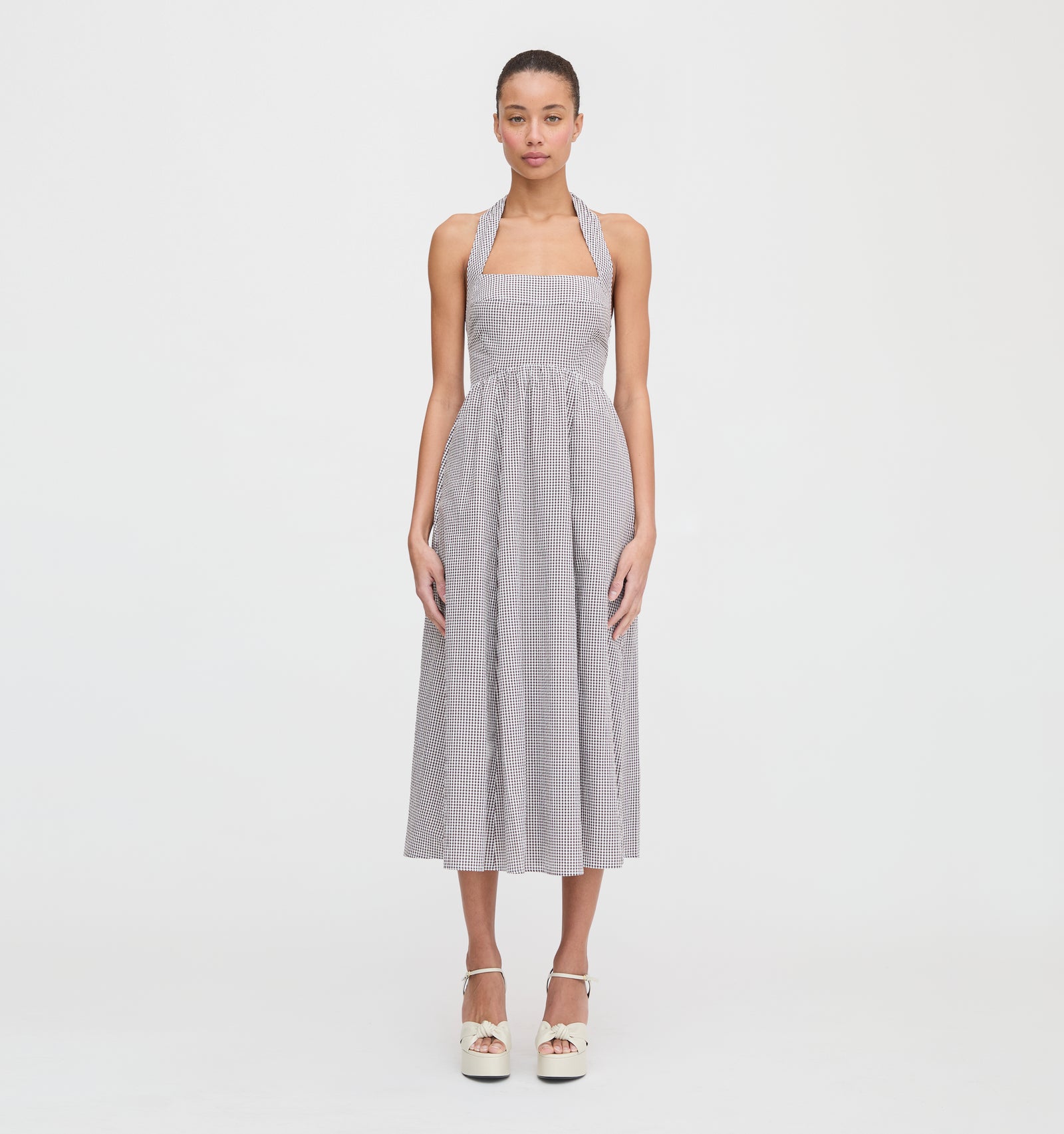 The Fleur Midi Dress - Chocolate Gingham