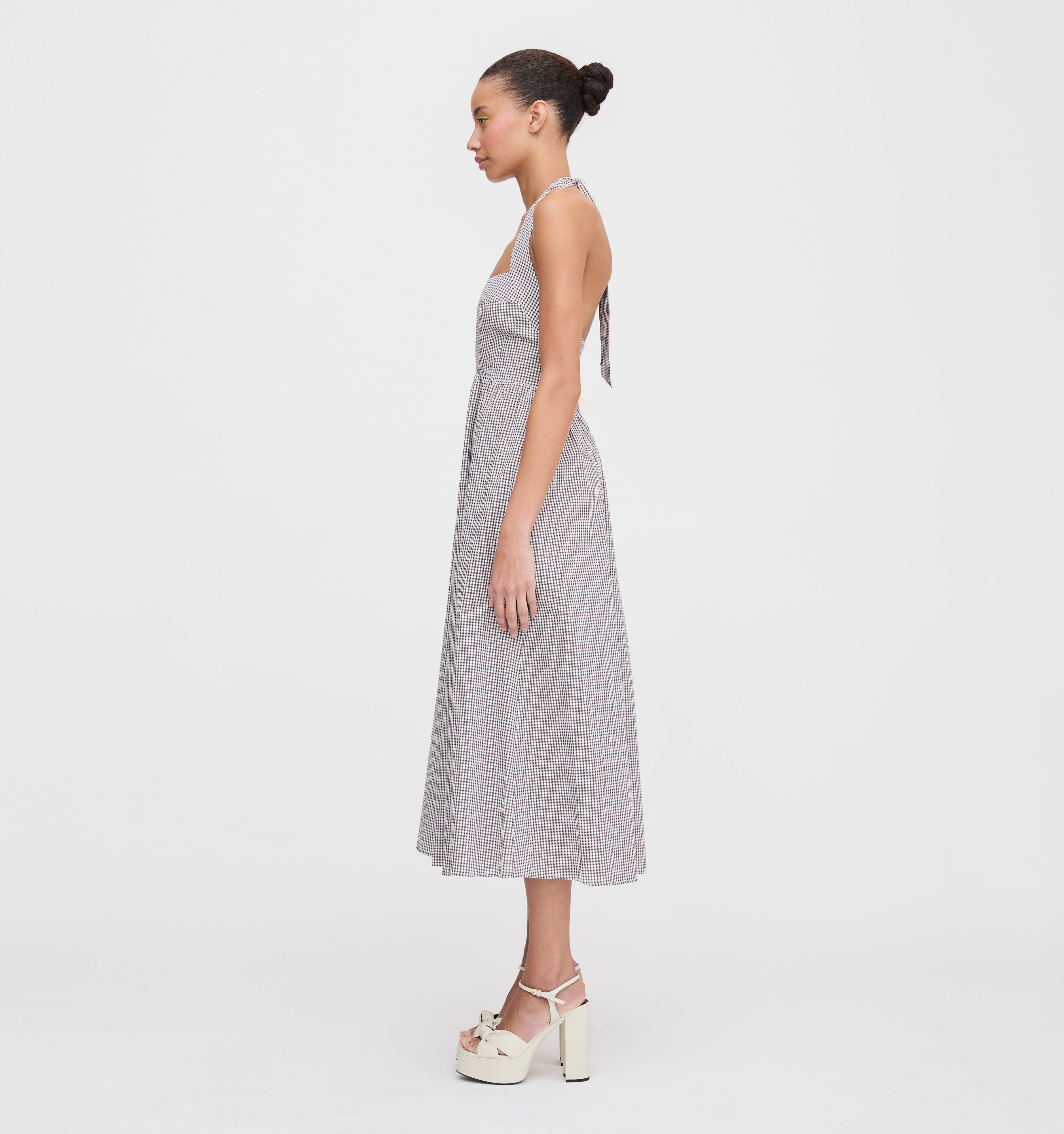 The Fleur Midi Dress - Chocolate Gingham – Hill House Home