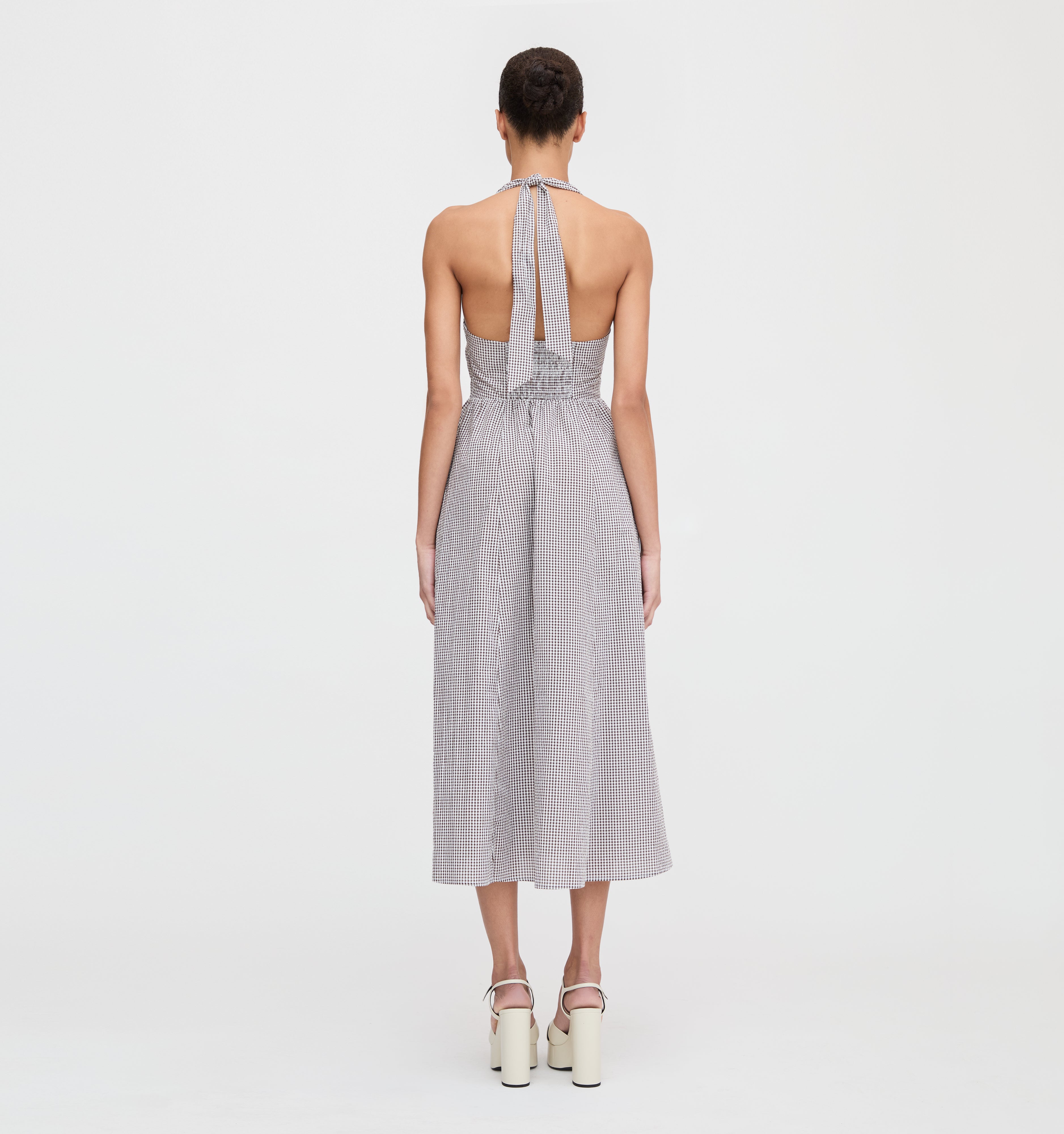The Fleur Midi Dress - Chocolate Gingham – Hill House Home