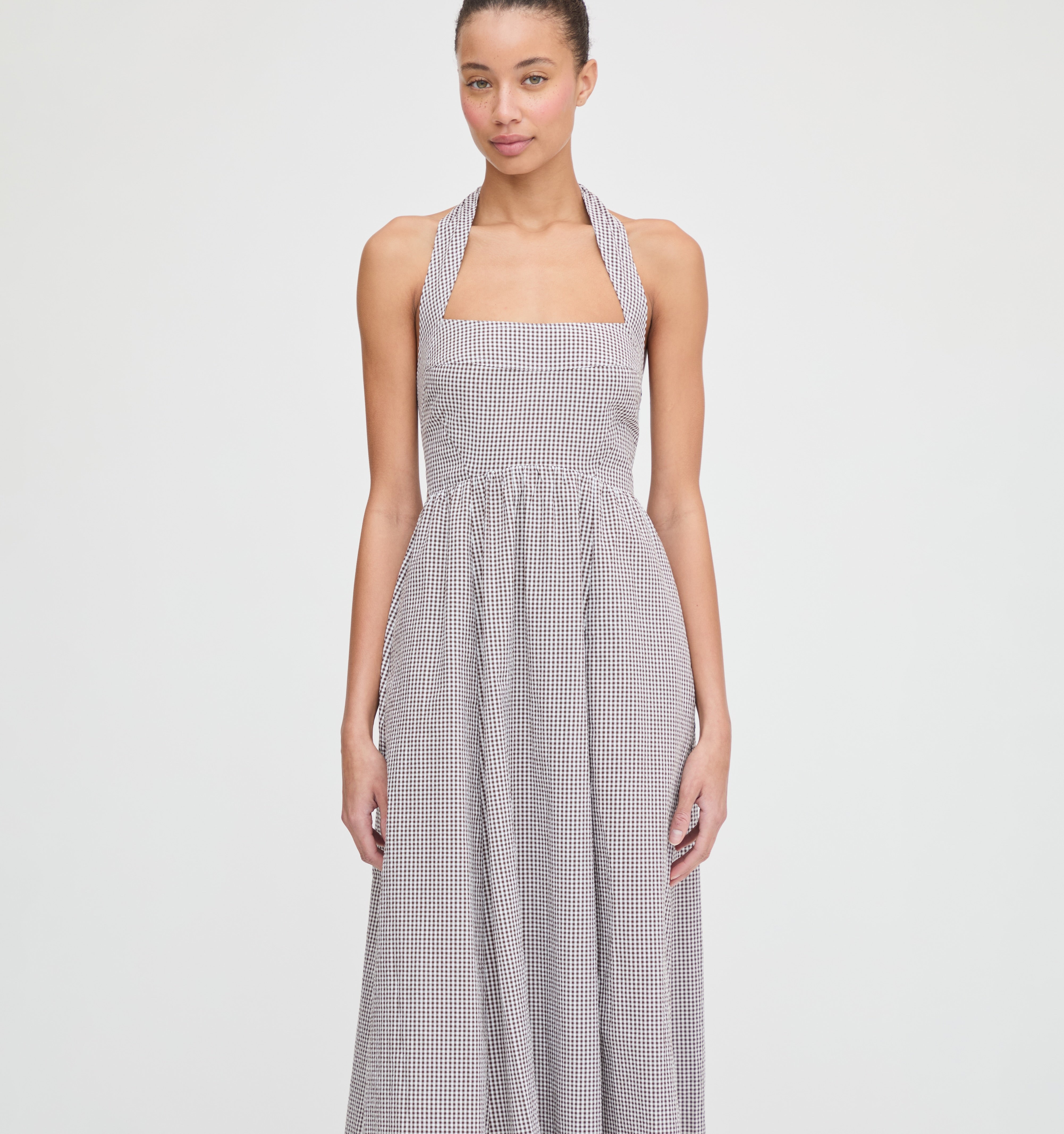 The Fleur Midi Dress - Chocolate Gingham