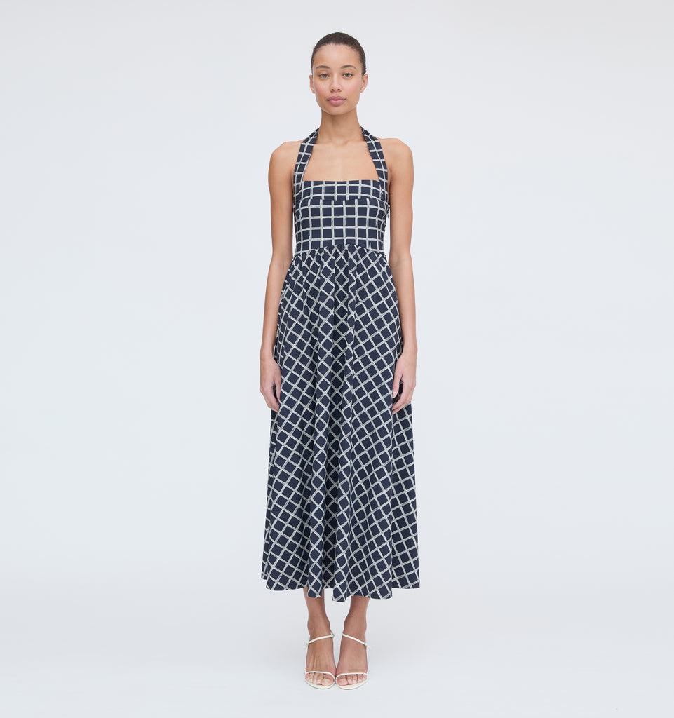 The Fleur Midi Dress - Grecian Check Jersey – Hill House Home