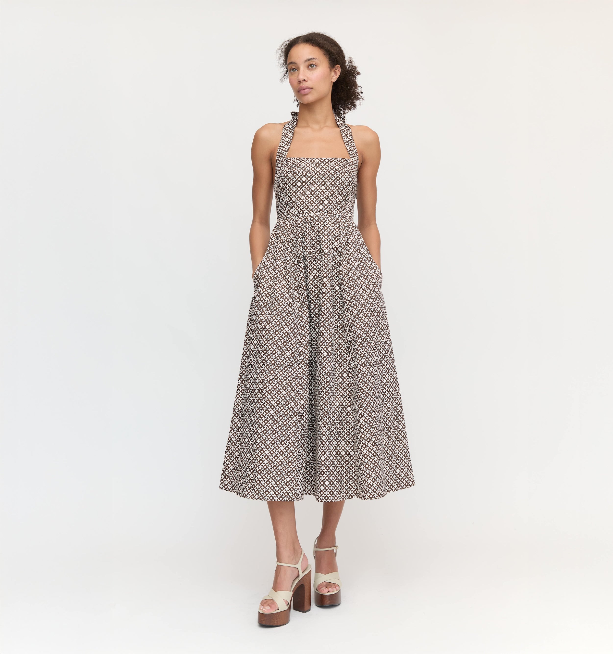 The Fleur Midi Dress - Chocolate Circular Lattice