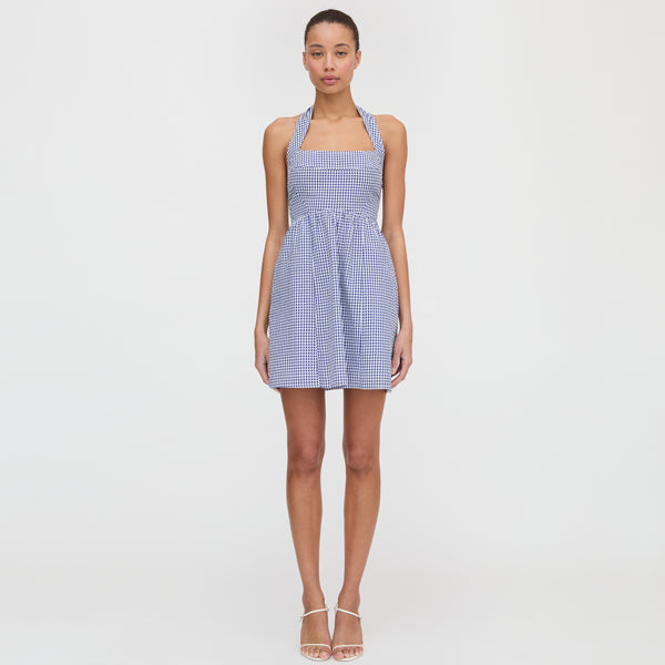 The Fleur Mini Dress - Navy Gingham Hill House Home The Fleur Mini Dress - Navy Gingham Hill House Home