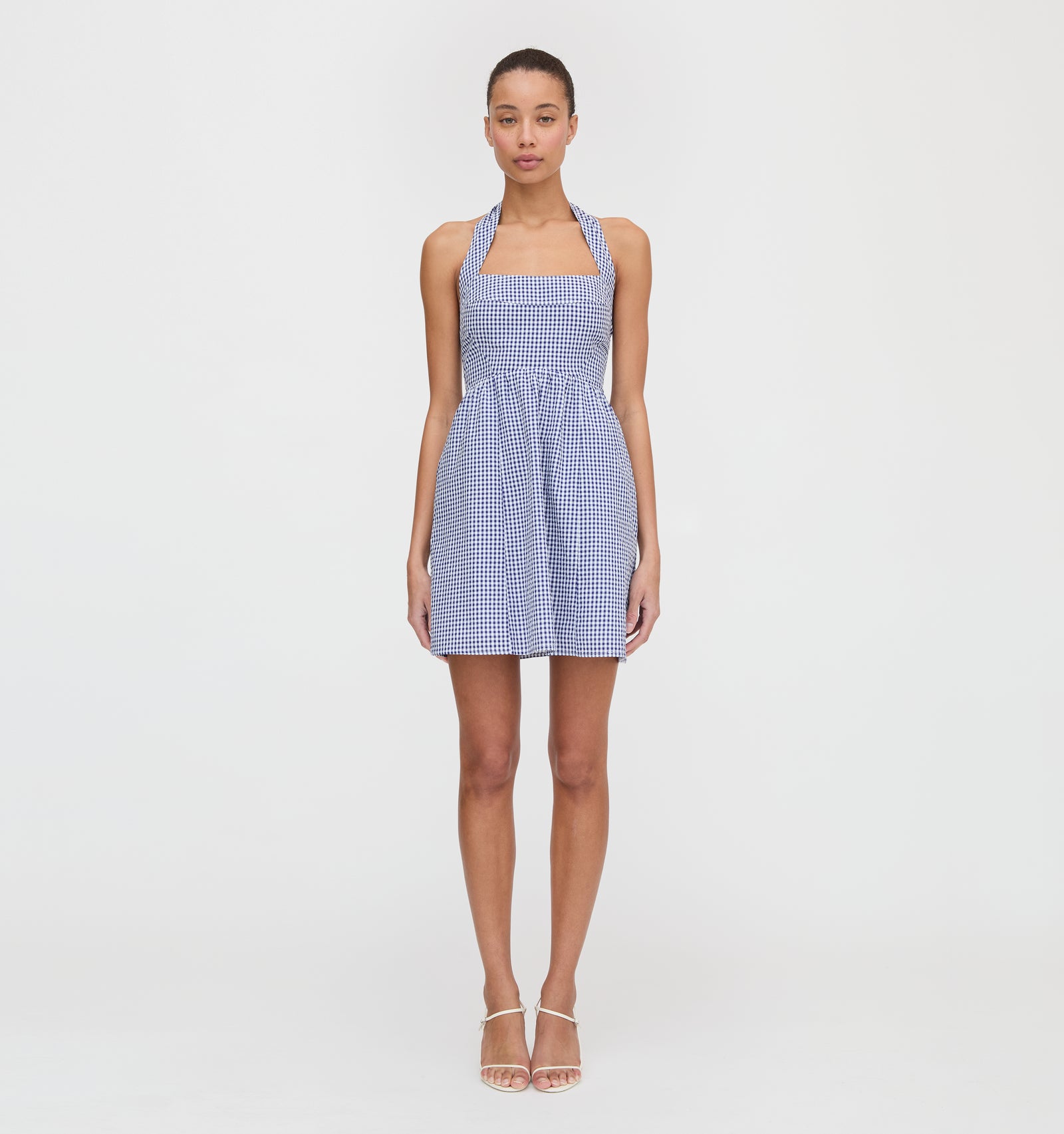 The Fleur Mini Dress - Navy Gingham