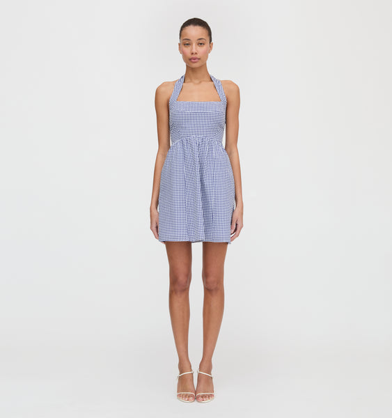 The Fleur Mini Dress - Navy Gingham Hill House Home The Fleur Mini Dress - Navy Gingham Hill House Home
